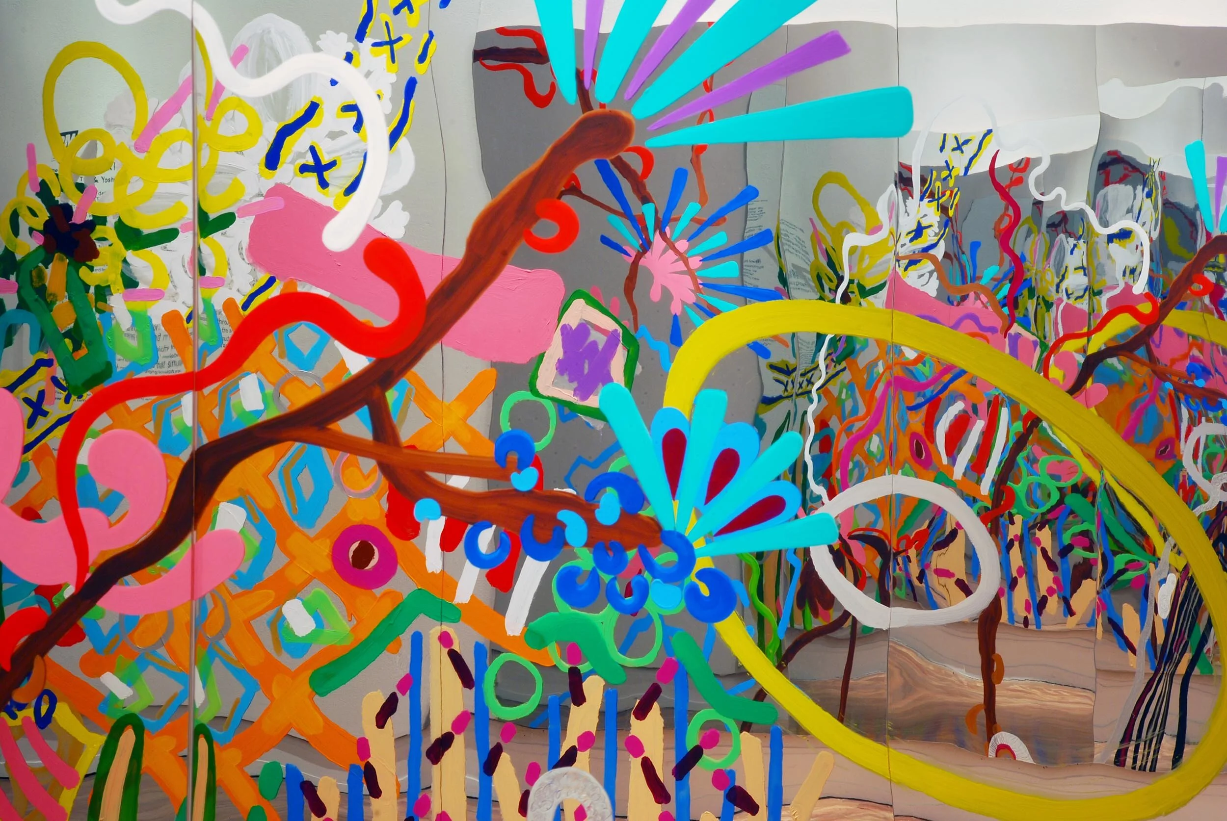 dynamic interactive colorful bold infinity mirror painting visual art installation touring exhibitions