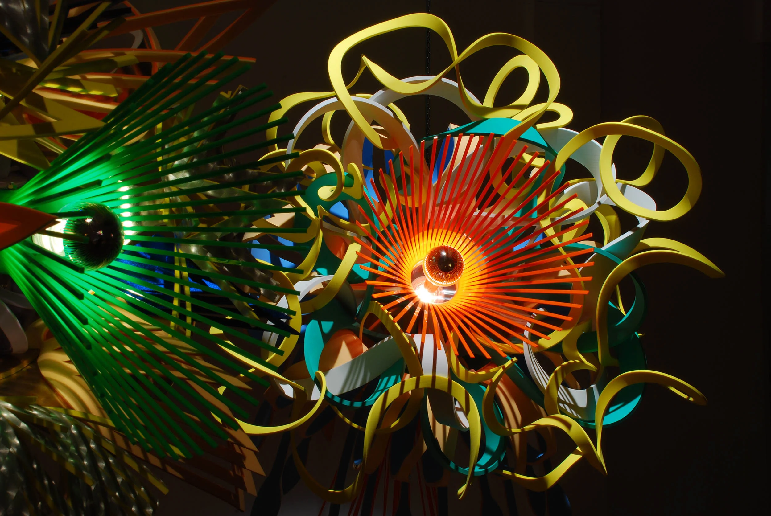 dynamic interactive colorful pop bloom flower art light sculptures installation touring exhibitions