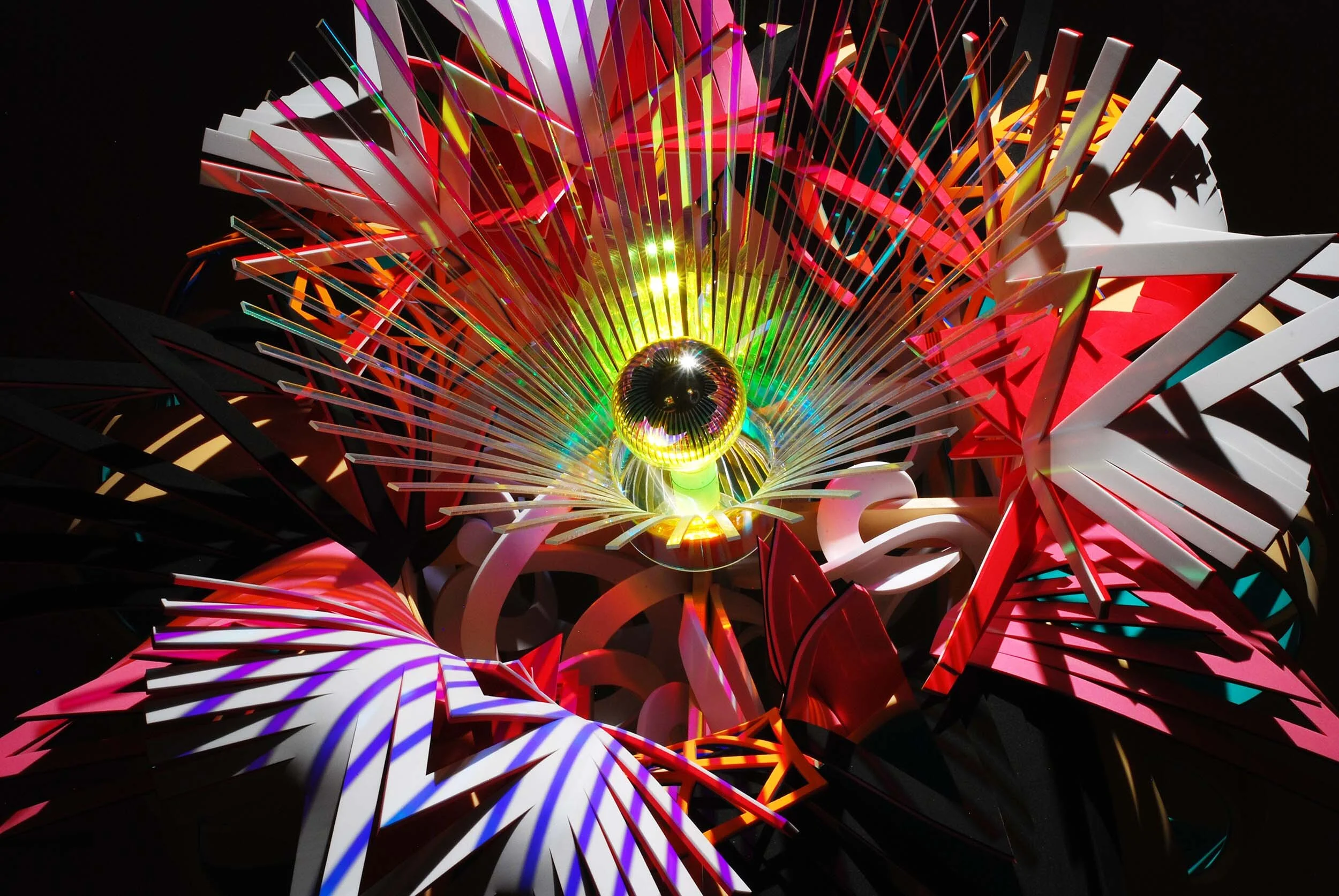 dynamic interactive colorful pop bloom flower art light sculptures installation touring exhibitions
