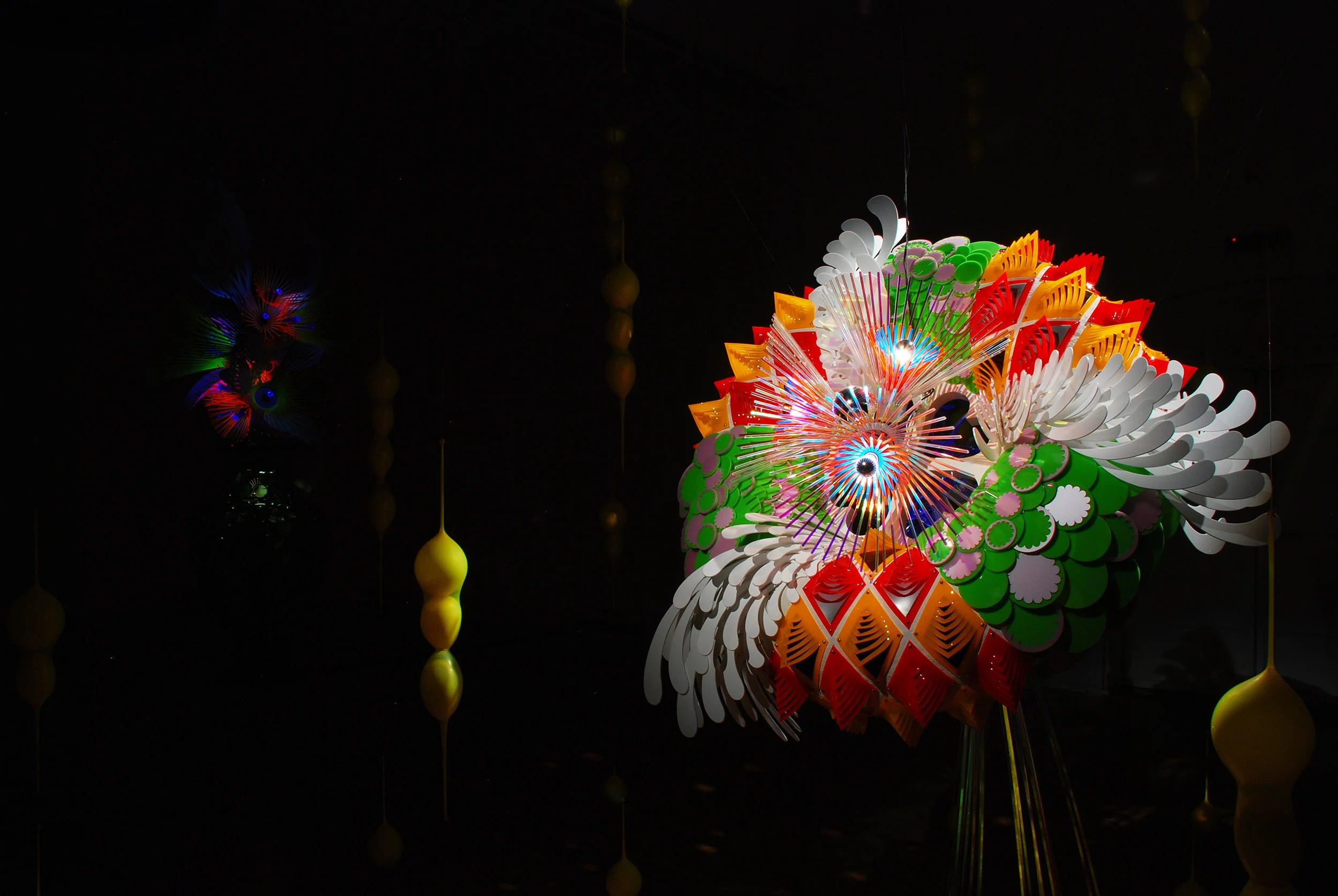 dynamic interactive colorful pop bloom flower art light sculptures installation touring exhibitions
