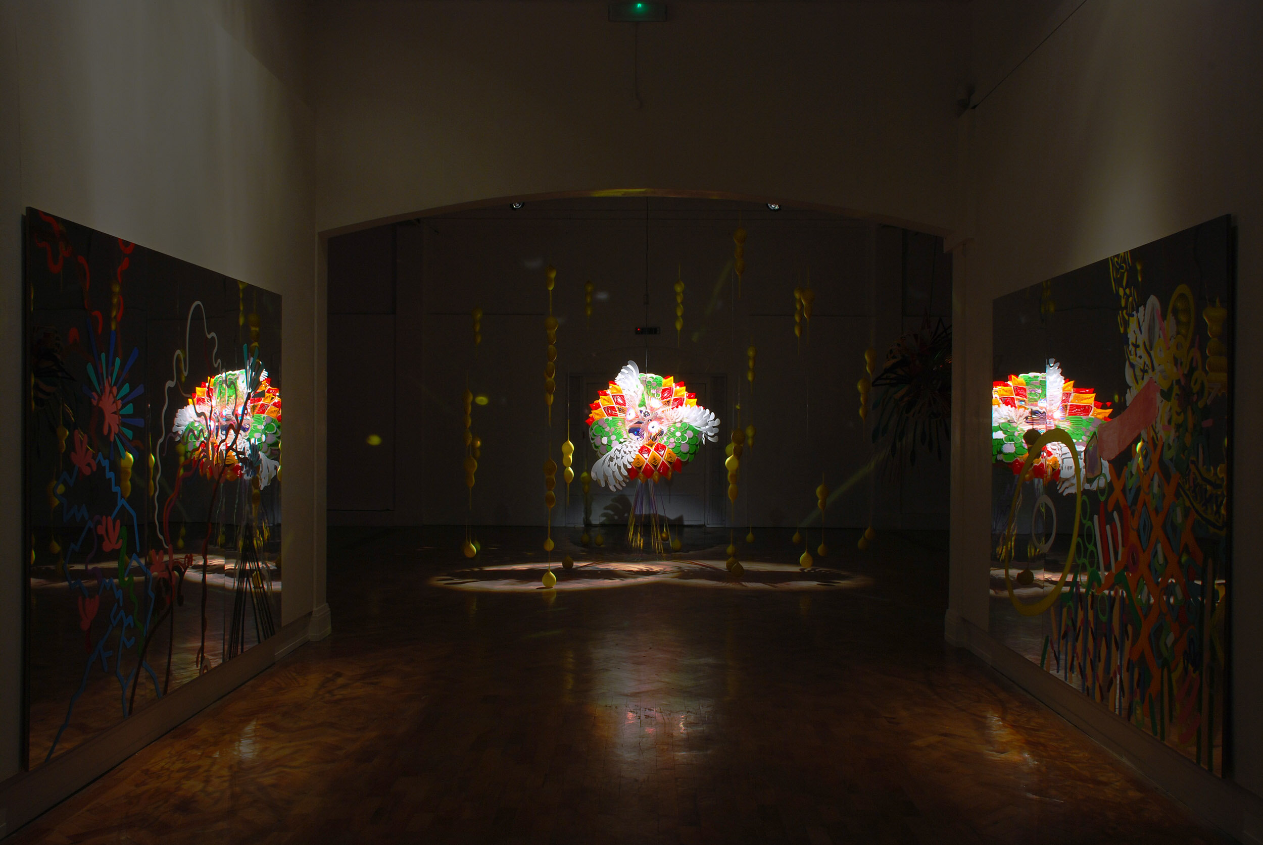 dynamic interactive colorful bold infinity mirror painting visual art installation touring exhibitions