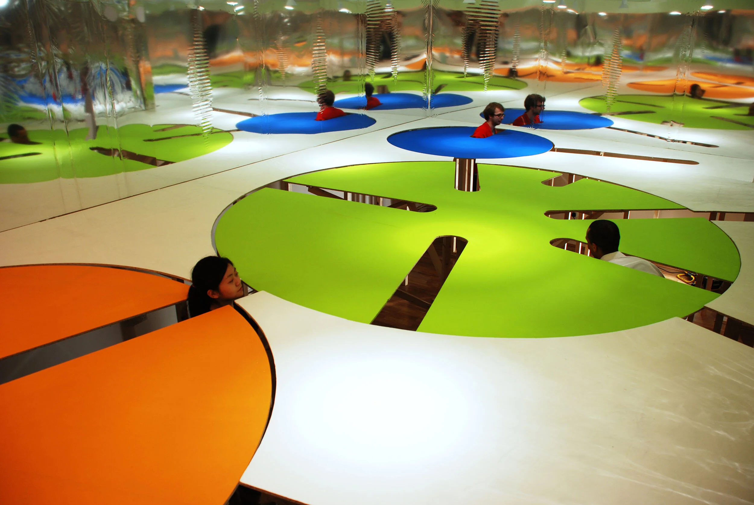 large mixed media human interaction dynamic public art installation visual interactive experiment