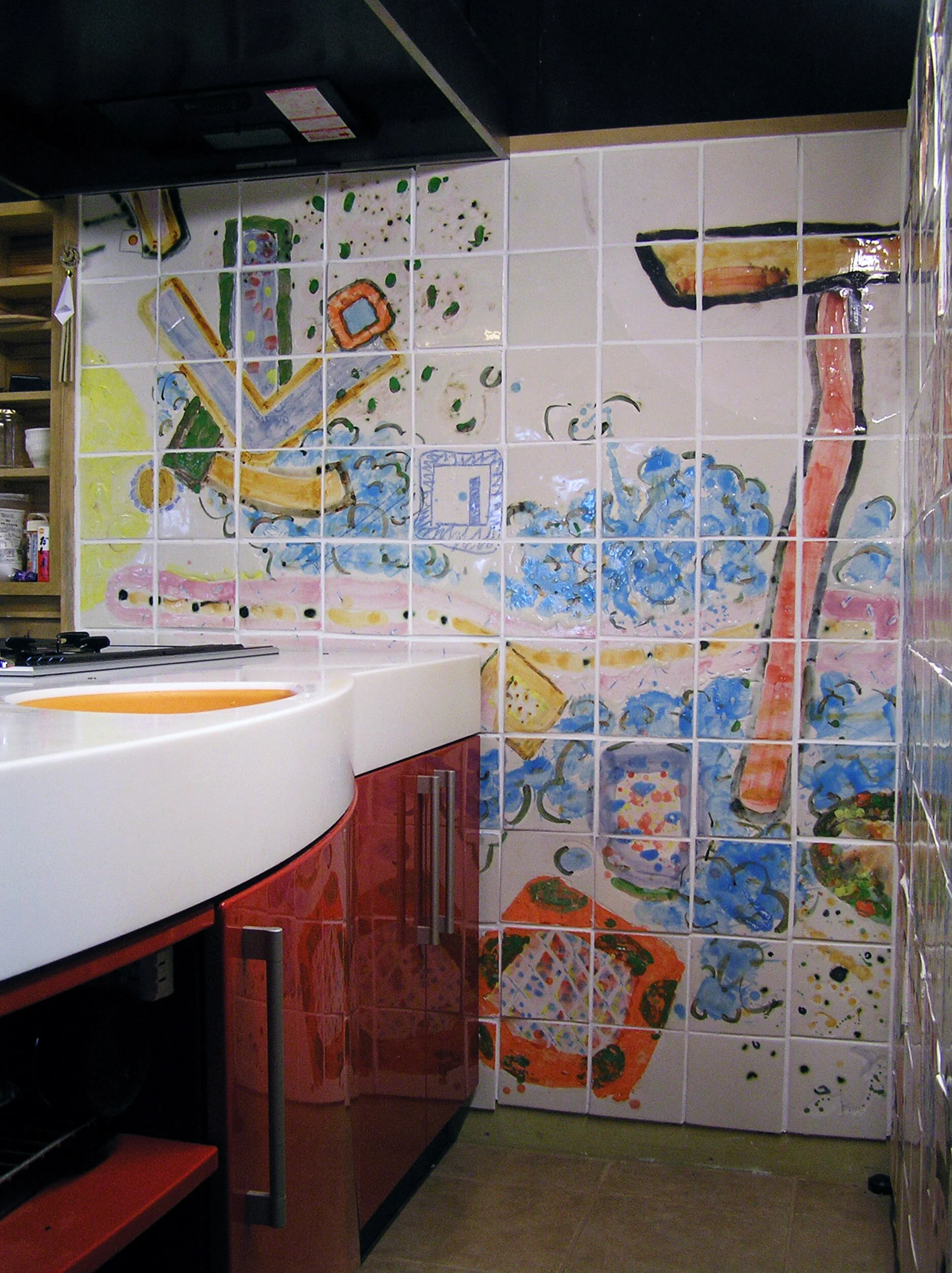 private wall commission collector art home ceramic tiles plaster handmade interior design