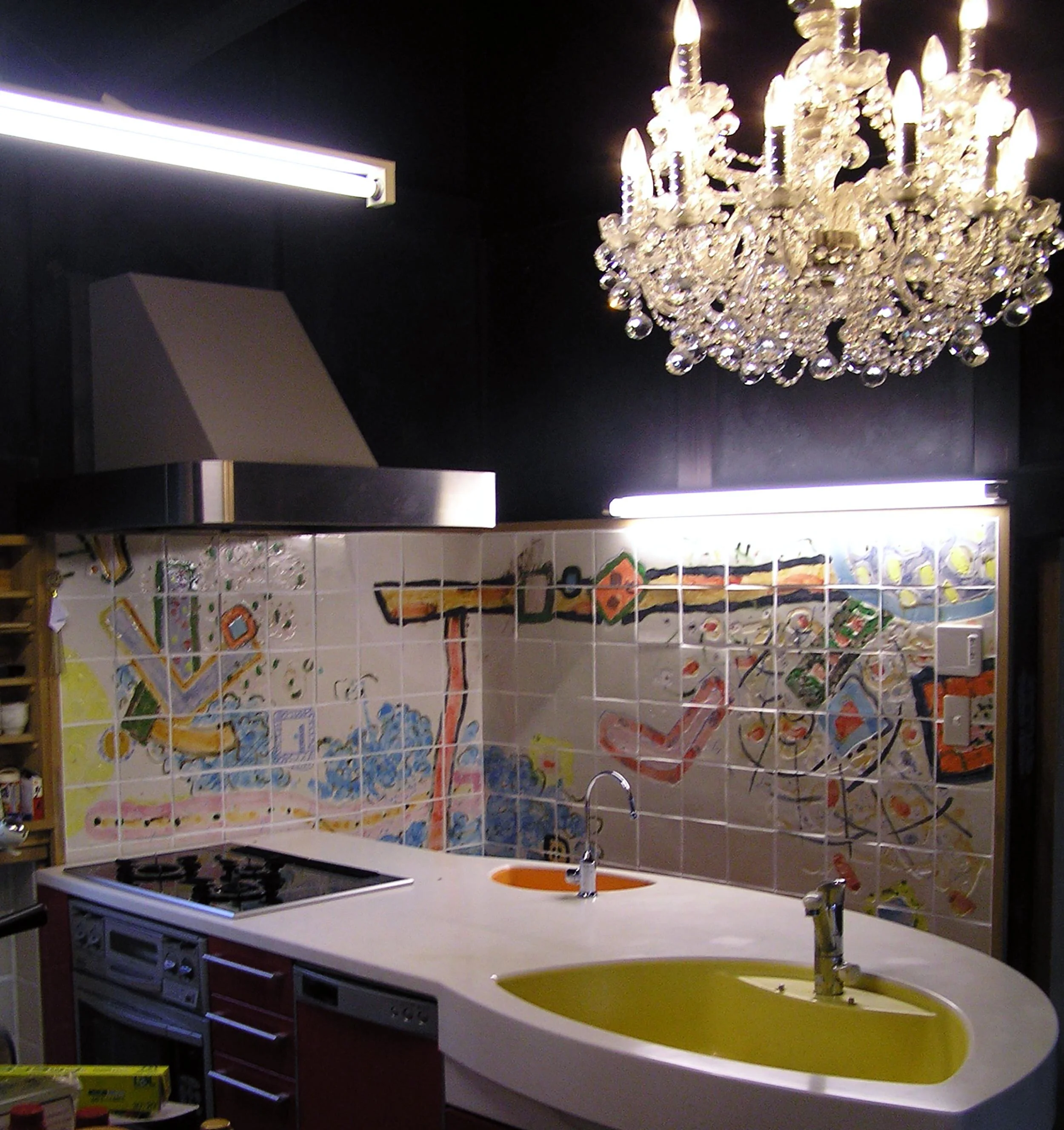 private wall commission collector art home ceramic tiles plaster handmade interior design