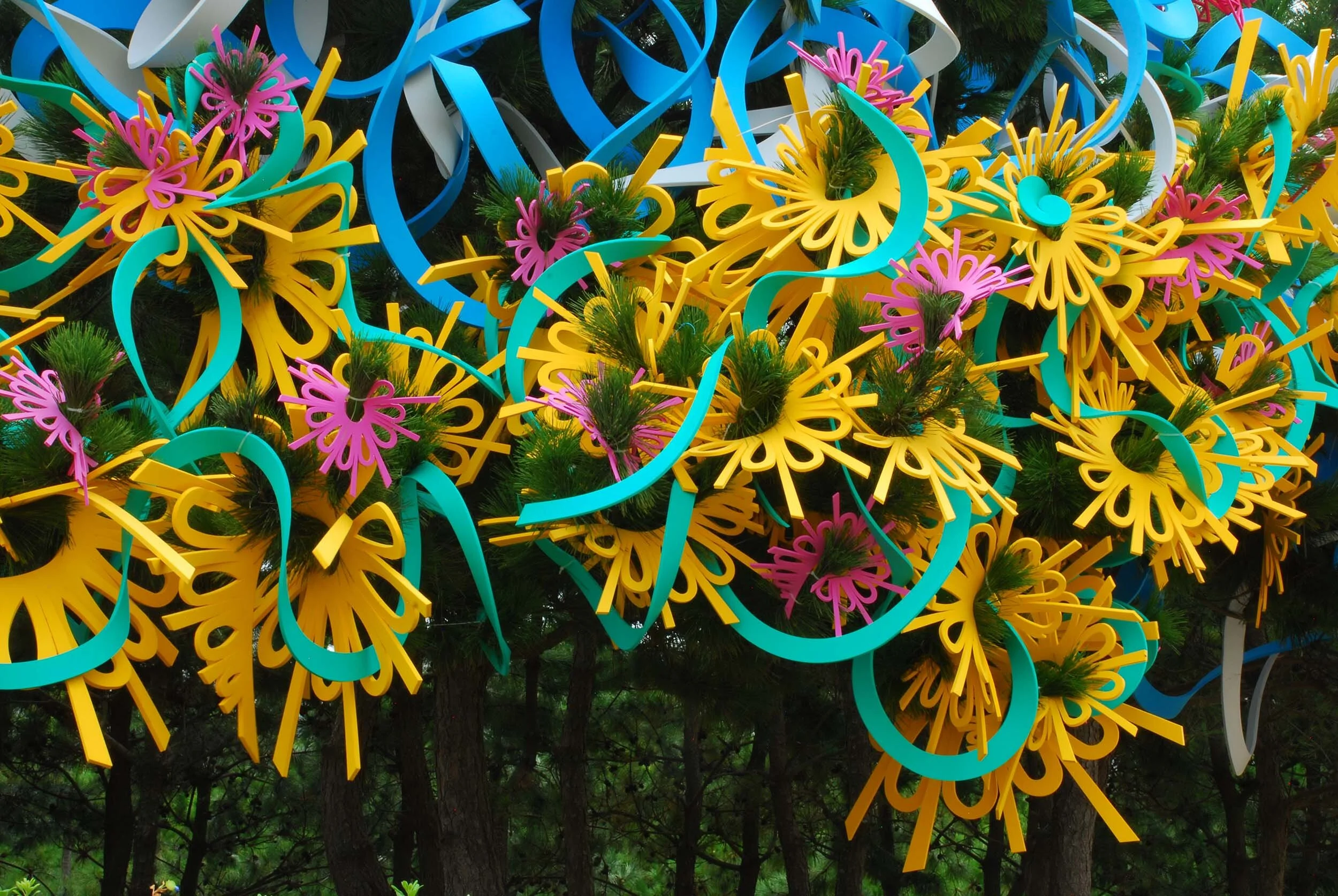 pair outdoor Busan Biennale public art commission beach colorful sculpture installation festival