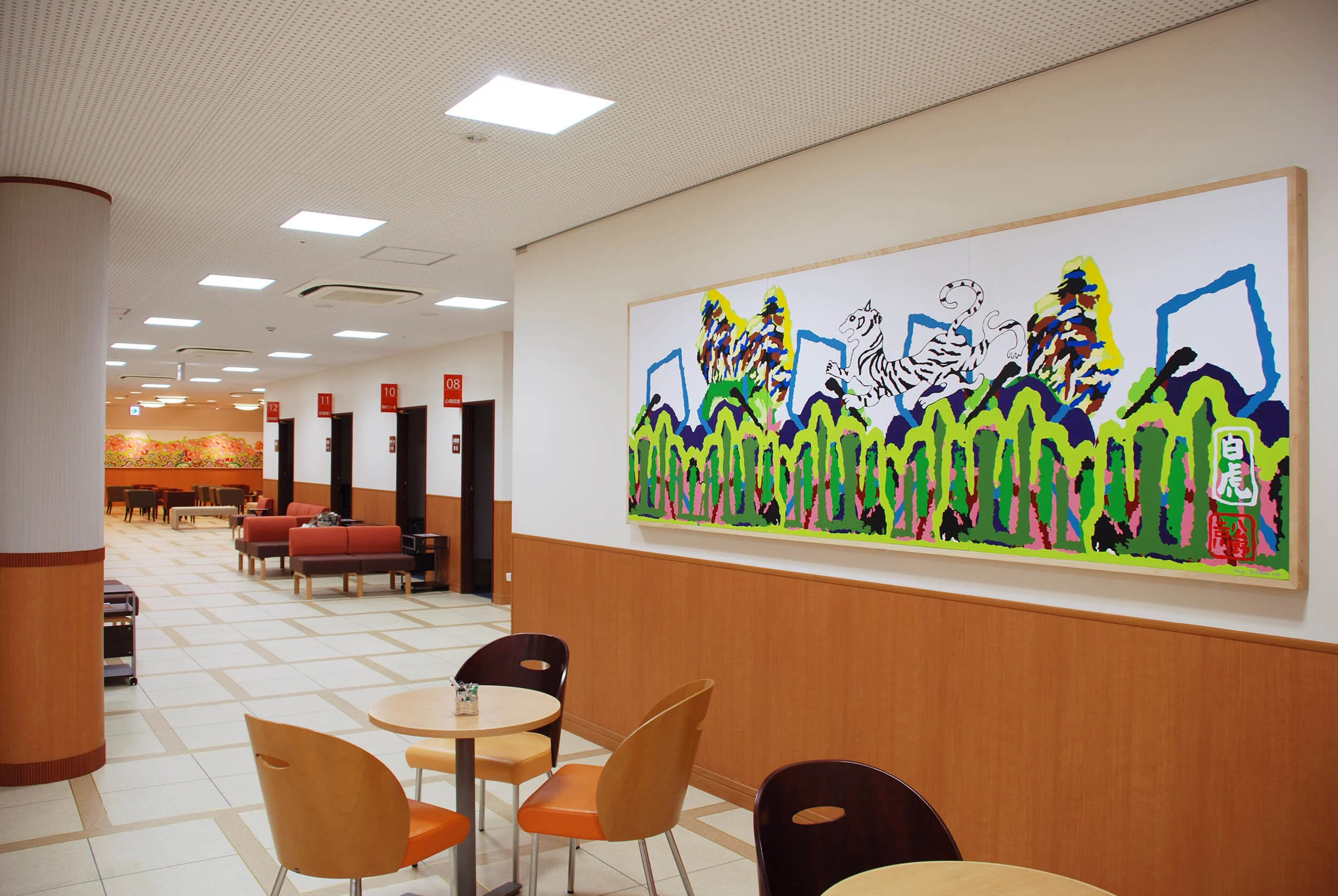 acrylic landscape set paintings nature colorful abstract art installation hospital Fukui Japan
