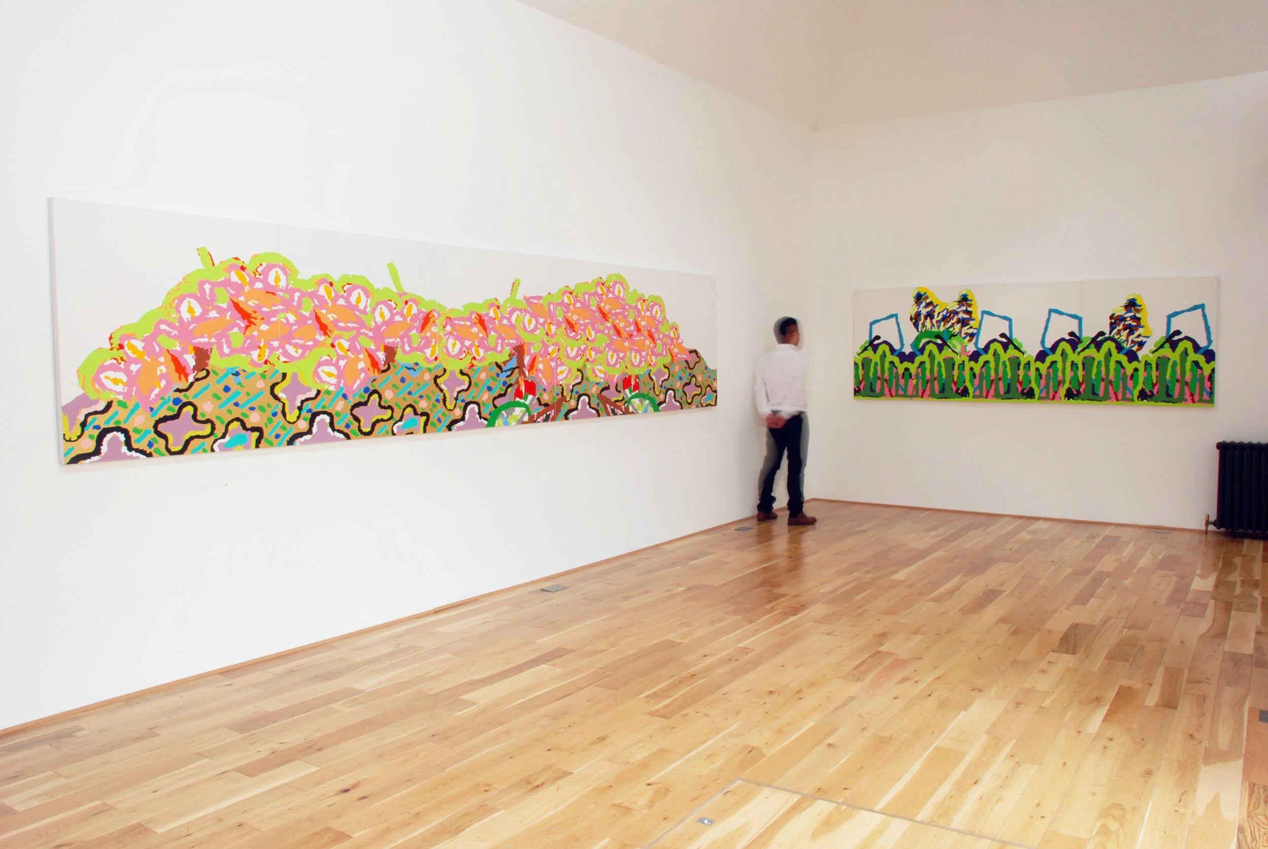 acrylic landscape set paintings nature colorful abstract art installation hospital Fukui Japan