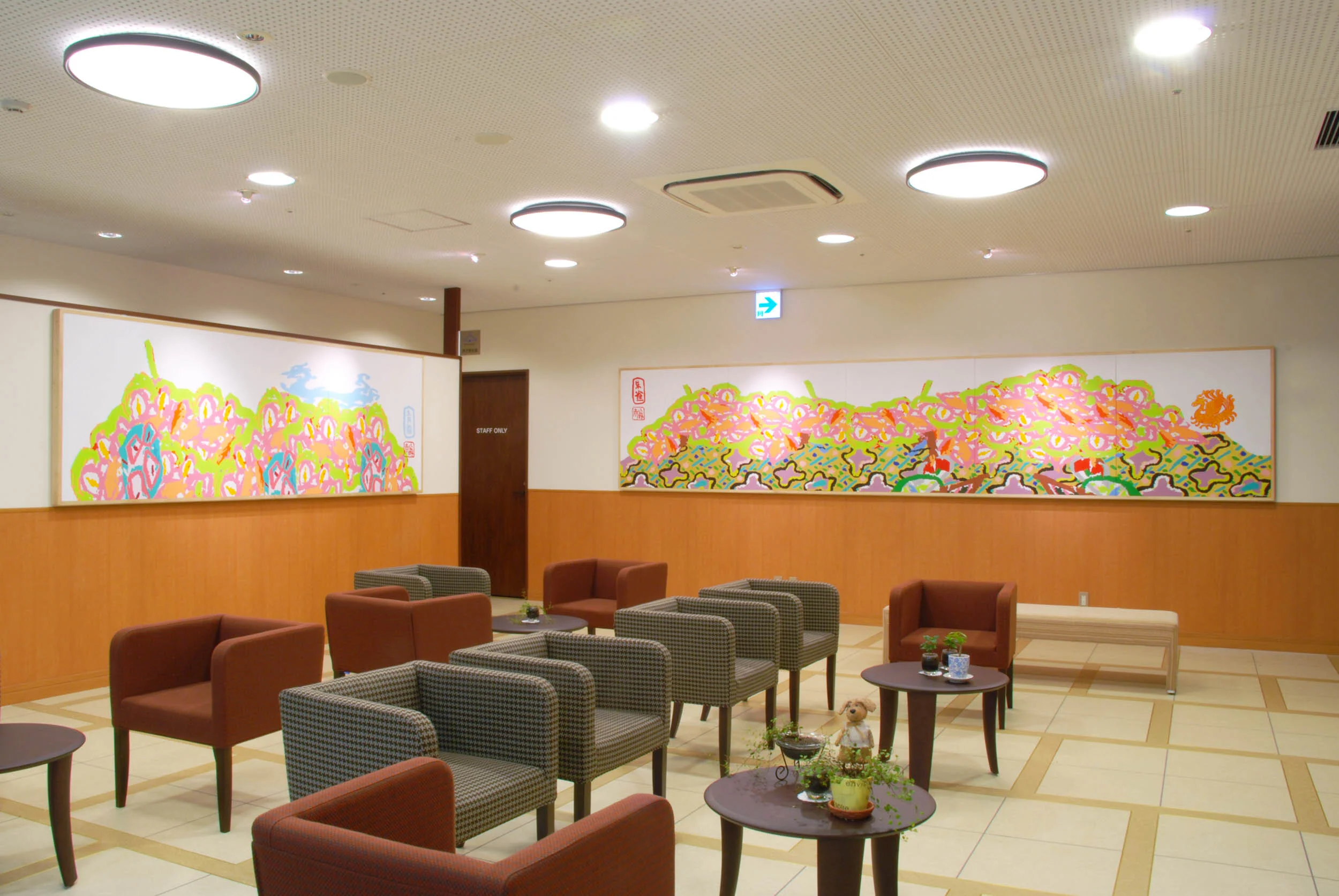 acrylic landscape set paintings nature colorful abstract art installation hospital Fukui Japan