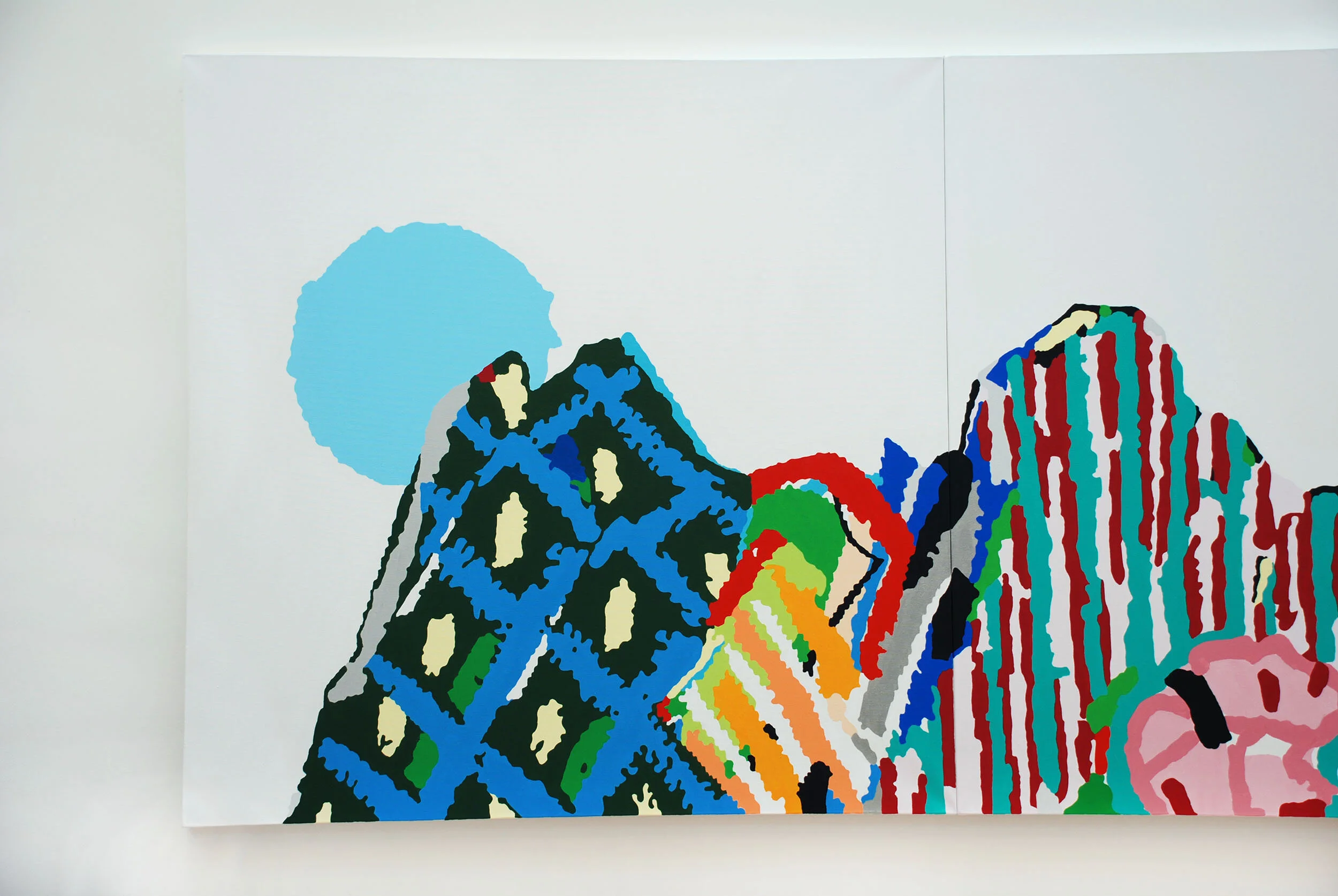 acrylic landscape set paintings nature colorful abstract art installation hospital Fukui Japan