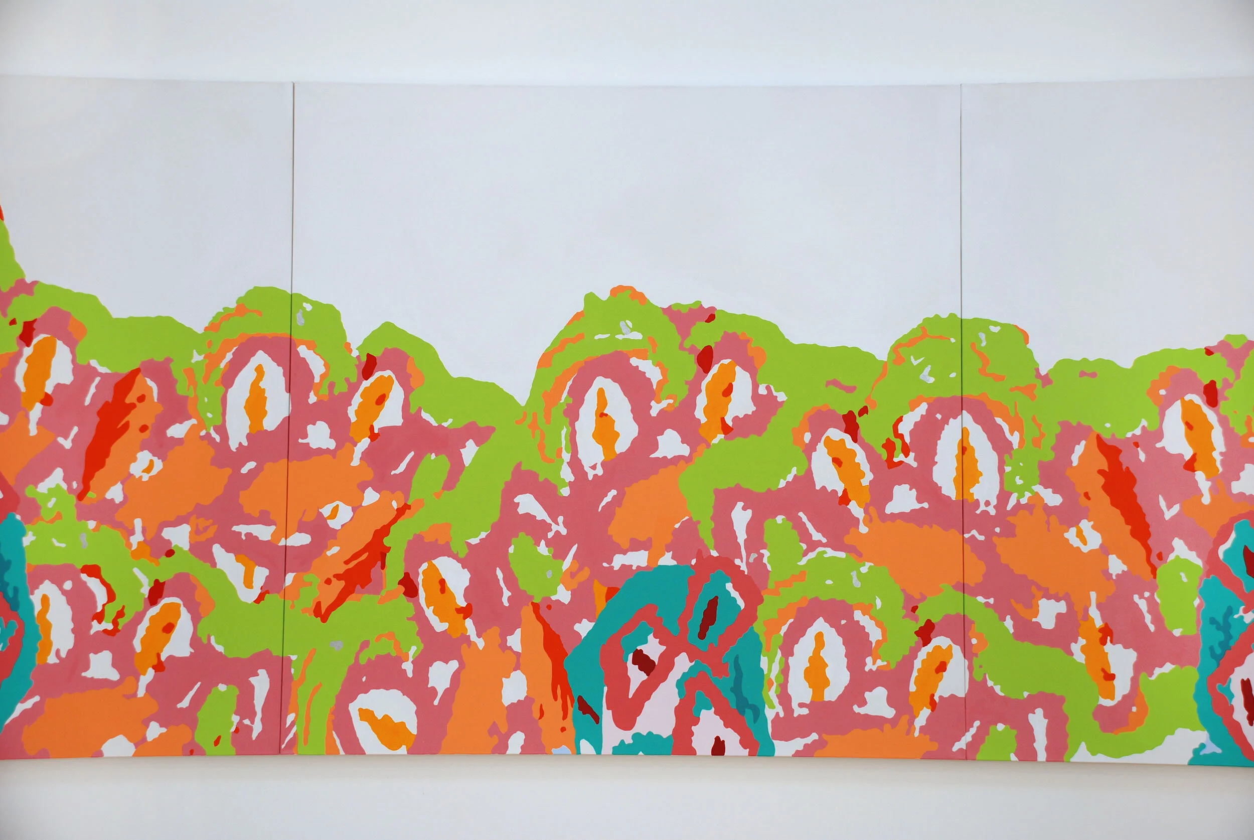 acrylic landscape set paintings nature colorful abstract art installation hospital Fukui Japan