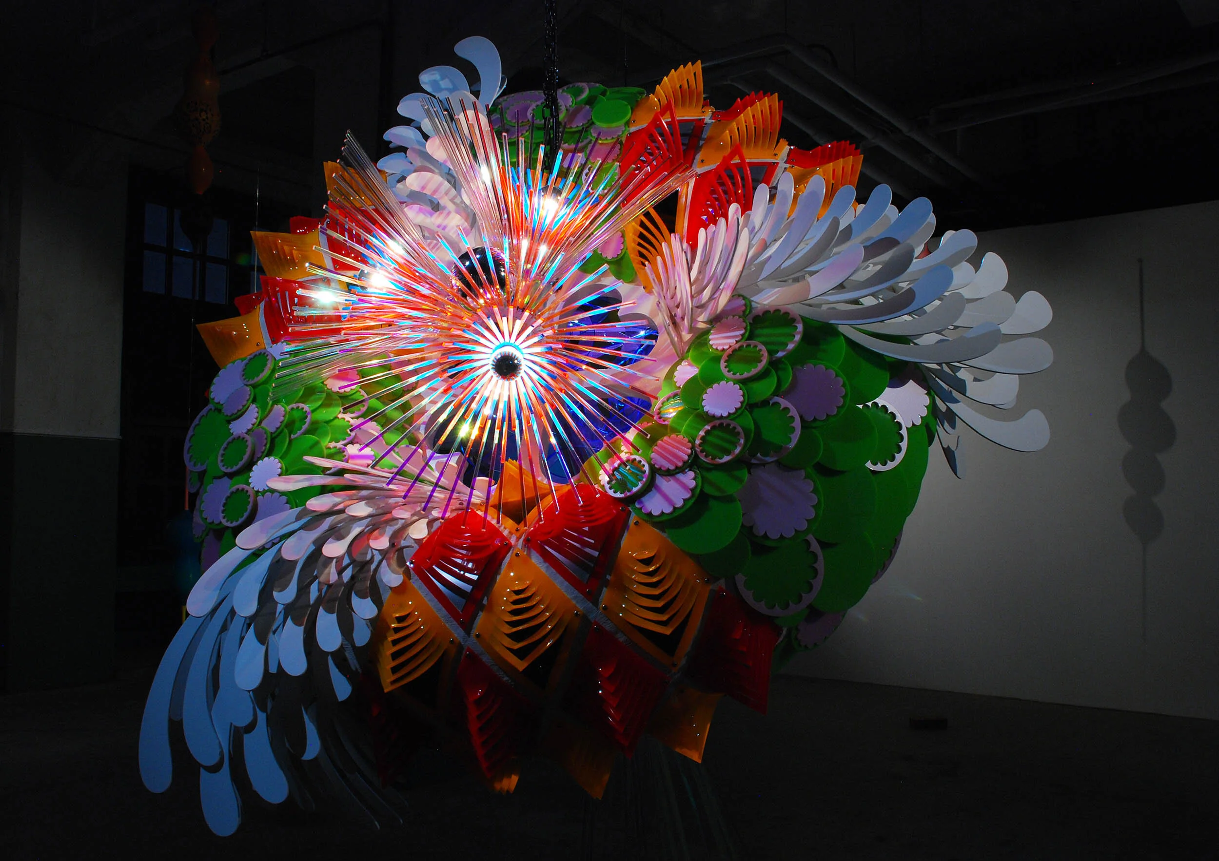 colorful suspended indoor balloons dynamic contemporary light art installation sculpture taipei Songyan