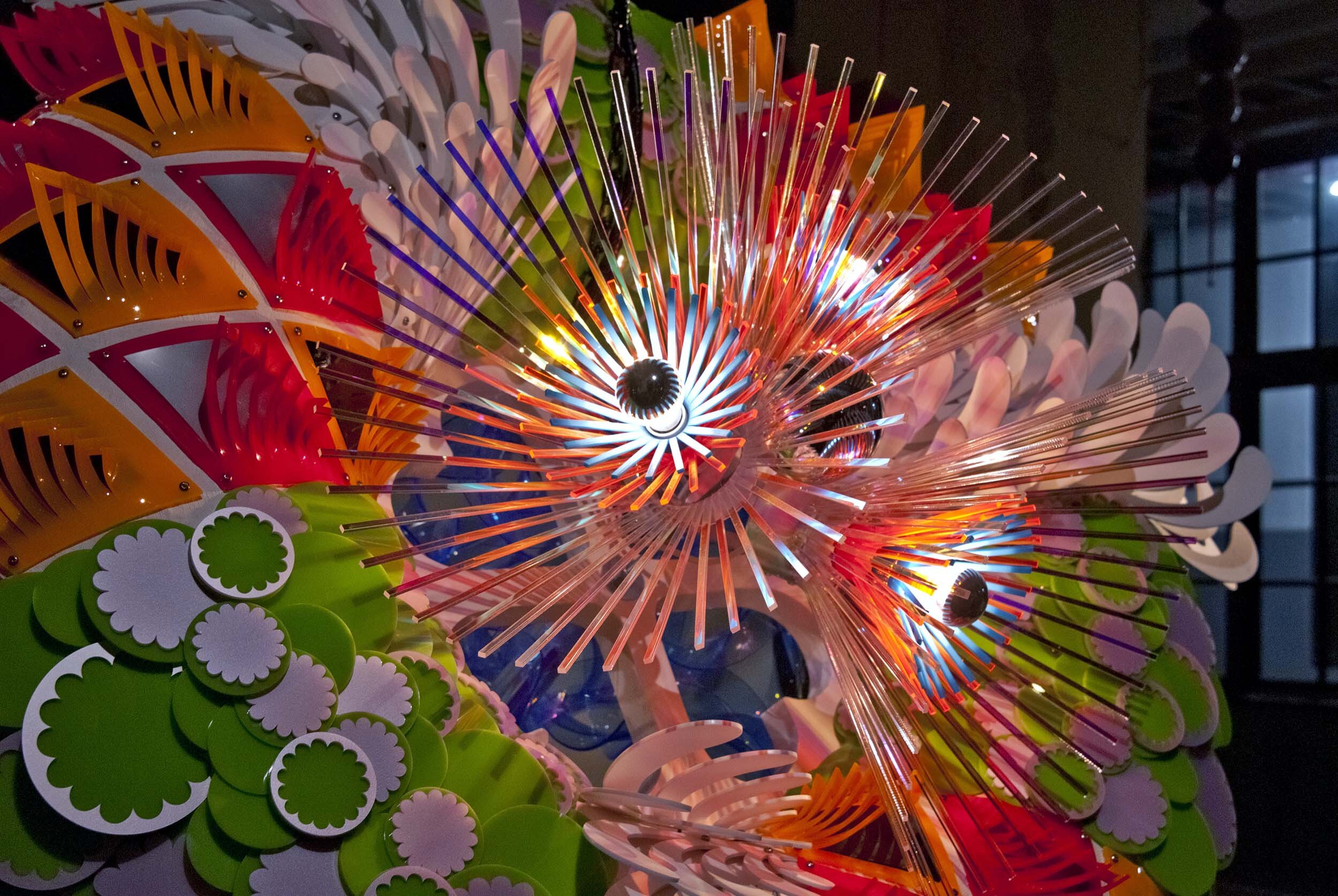 colorful suspended indoor balloons dynamic contemporary light art installation sculpture taipei Songyan