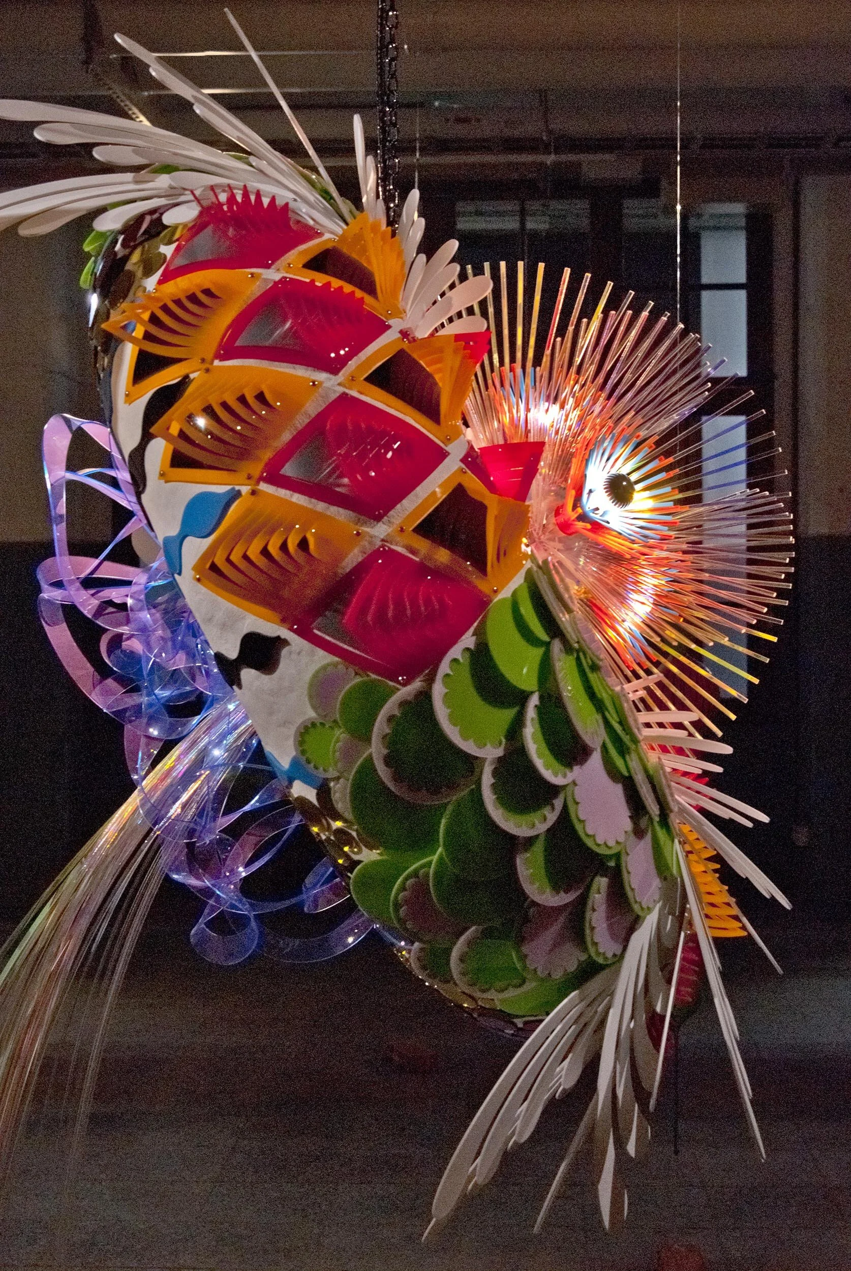colorful suspended indoor balloons dynamic contemporary light art installation sculpture taipei Songyan
