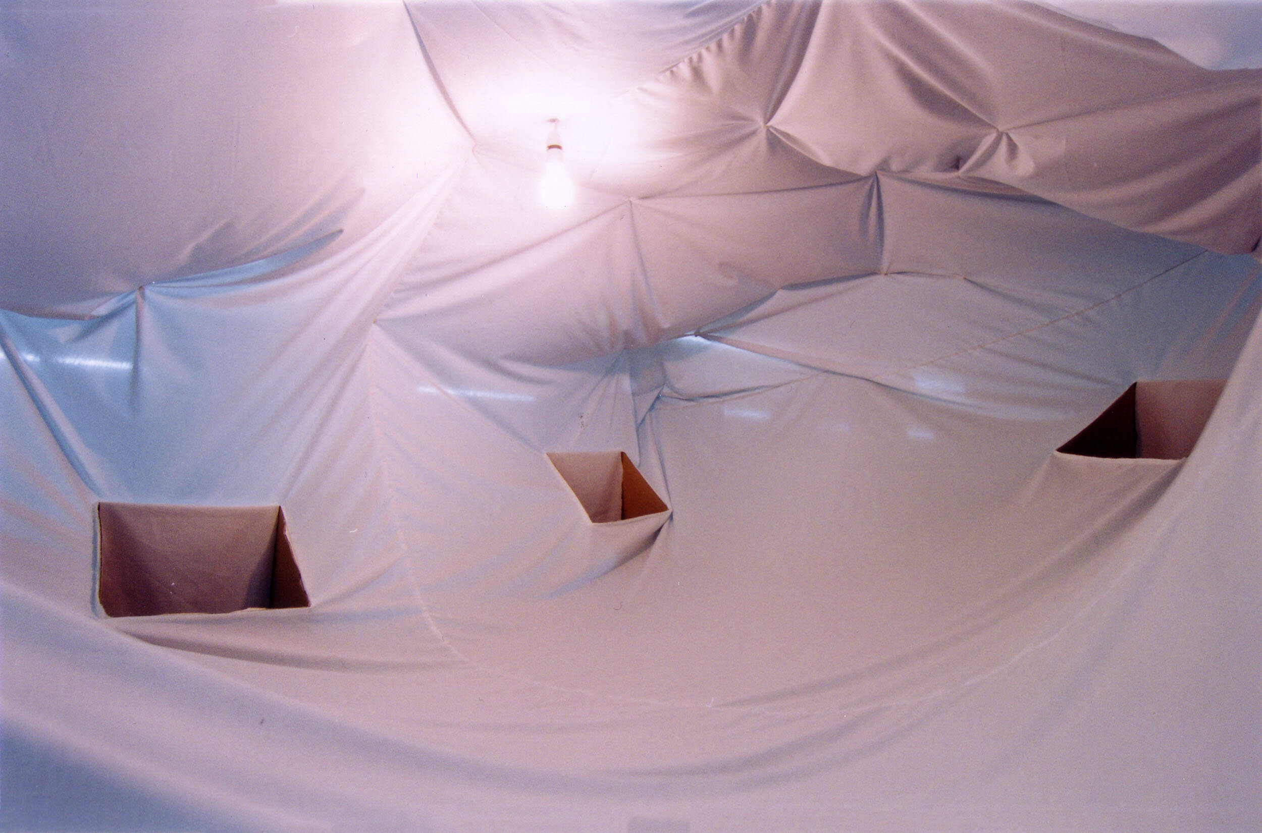 interactve chat room hanging texile mixed-media art installation suspended sculpture visual experiment