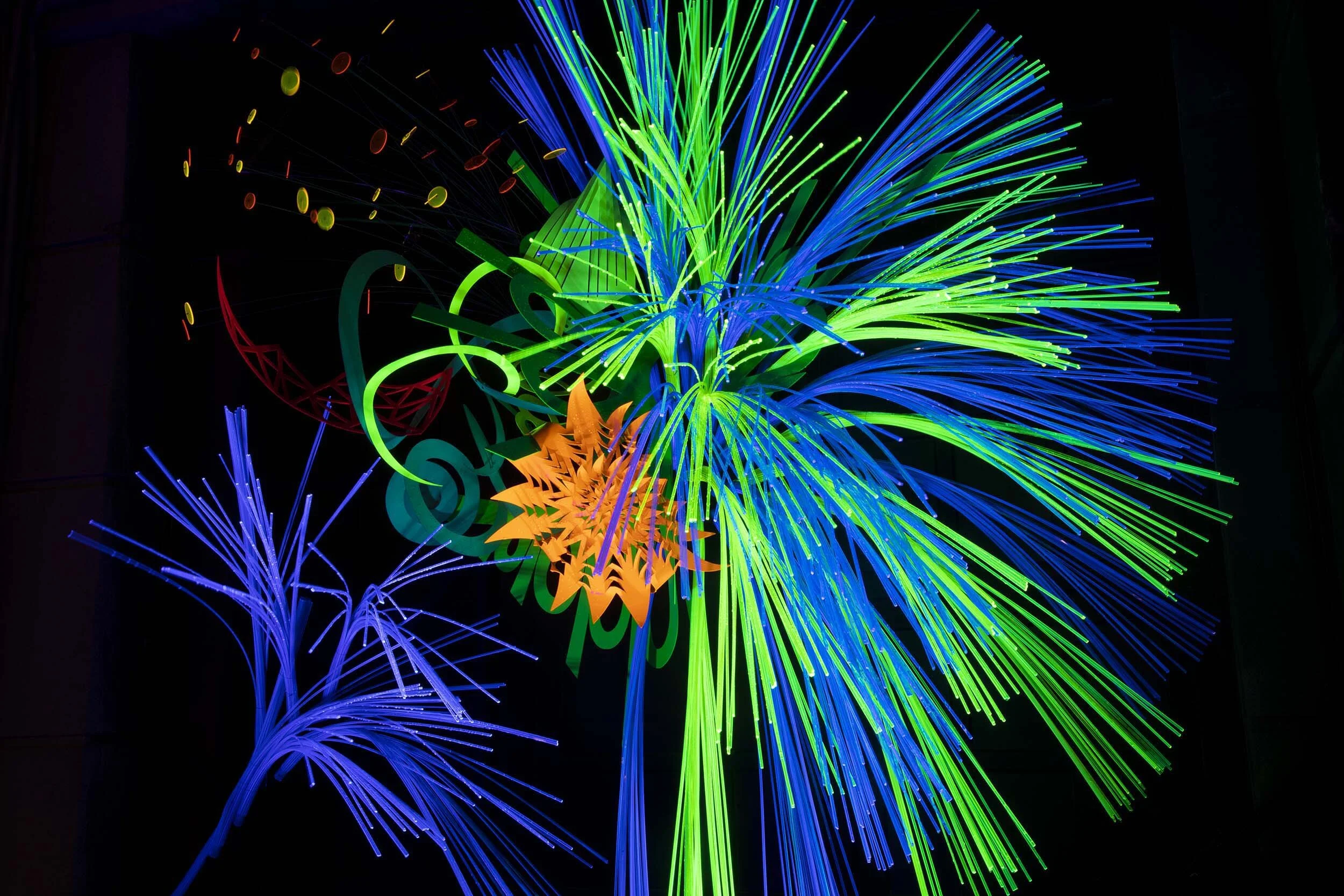 immersive fluorescent bright Taipei dynamic light art installation sculpture Songyan Songshan Park