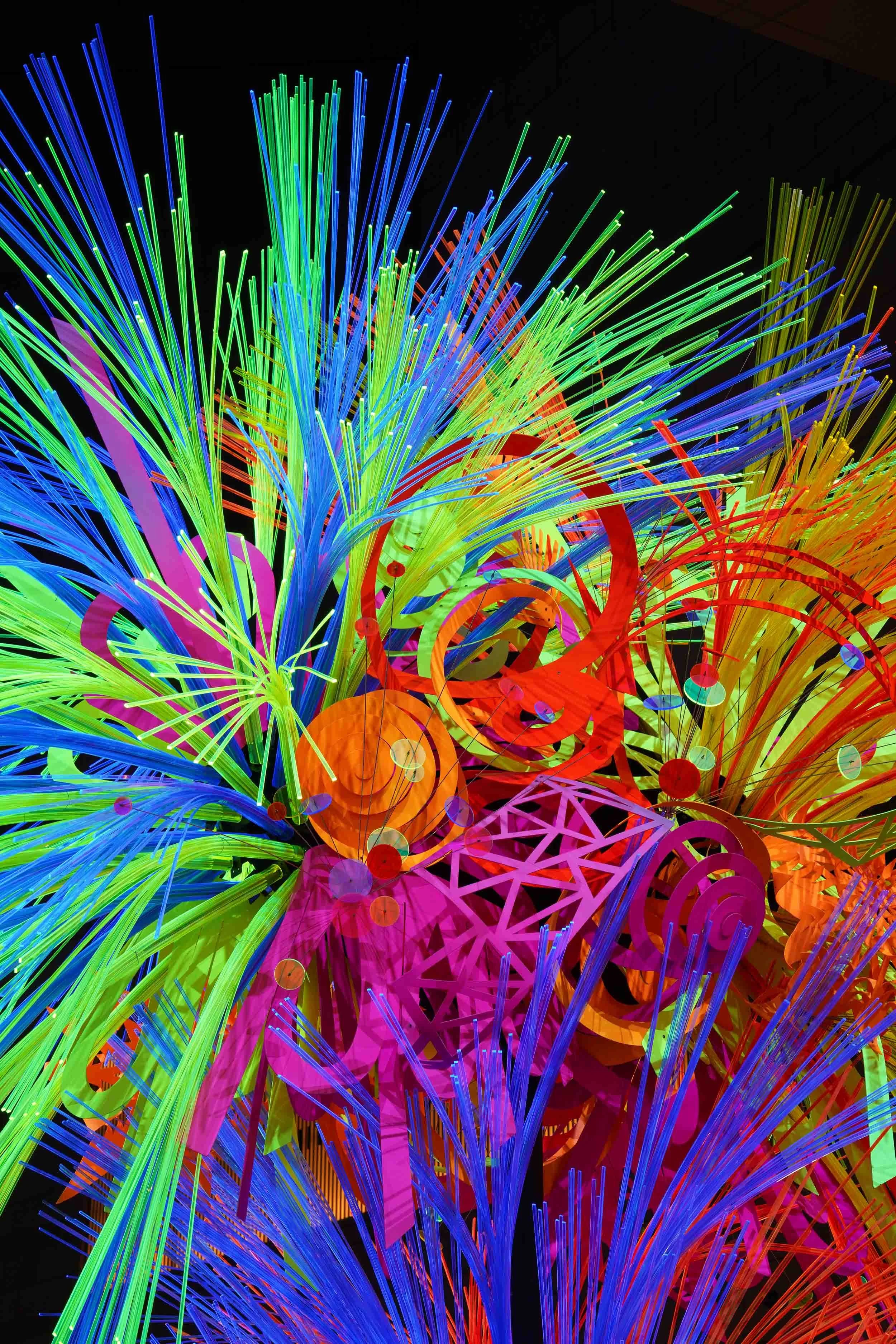  The artwork BLISS OF LUXURIANCE – REFLECTION, is composed of hundreds of intricate, hand-sculptured elements in fluorescent colours.&nbsp;&nbsp;Each piece is carefully placed by hand in a time-consuming yet immensely calming process, akin to arrangi