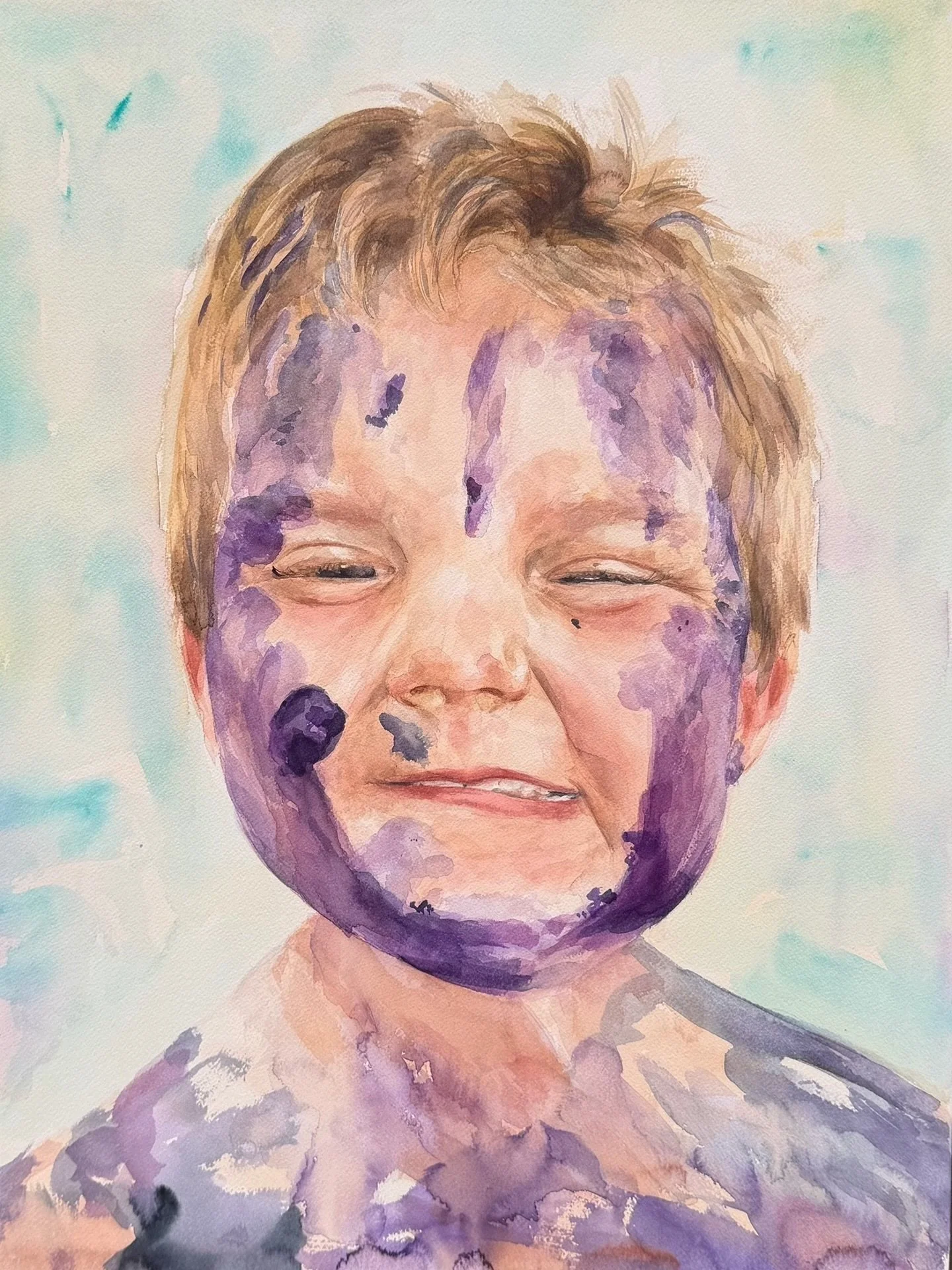 &ldquo;Finger Painting&rdquo; &bull; 18x24 &bull; Watercolor on paper

For those who have been following along with this painting in my stories, I think I&rsquo;m finally ready to call it done! The background is honestly always the hardest part for m