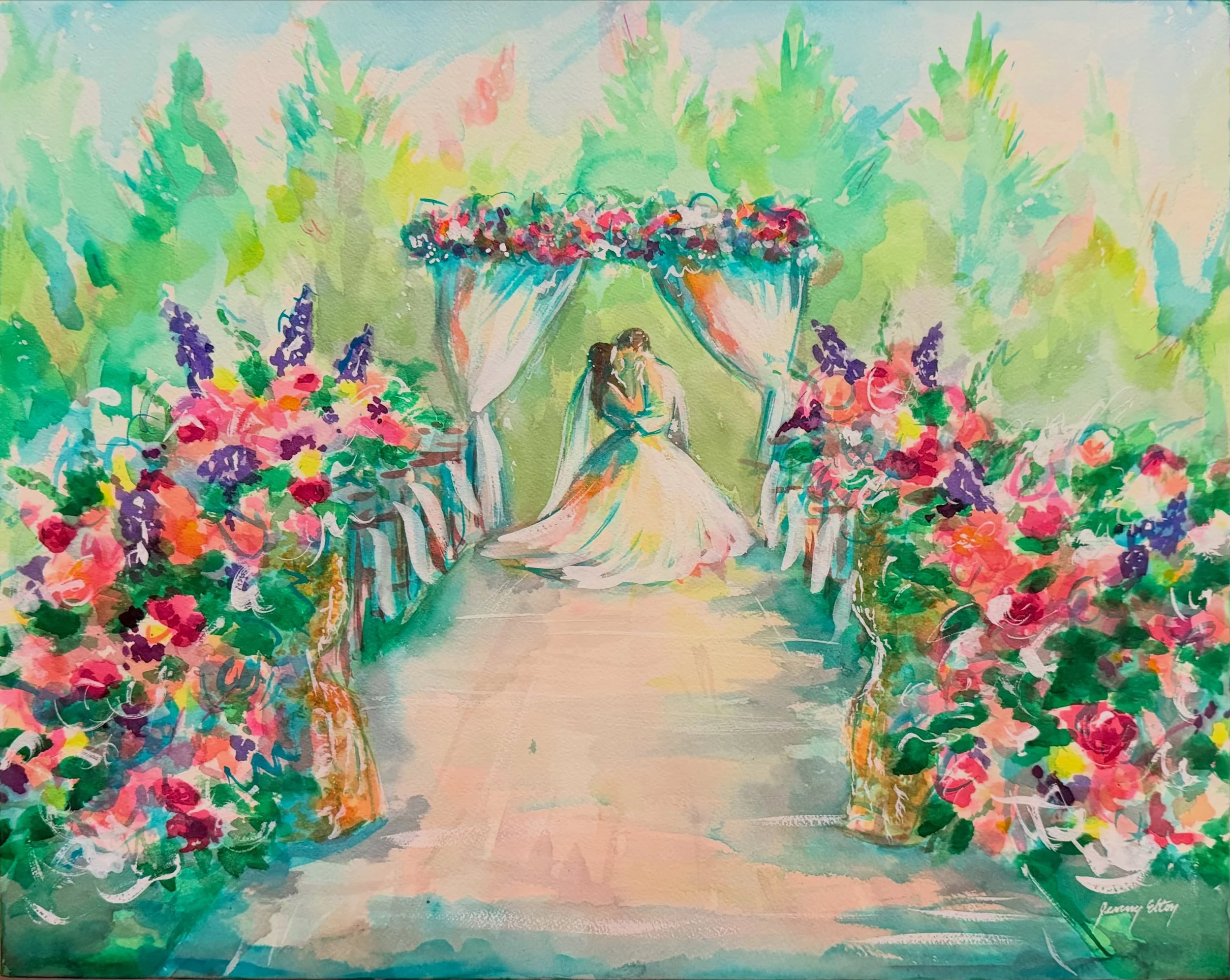 All 👏🏻 the 👏🏻 color 👏🏻 😍😍😍
If this is your vibe, let&rsquo;s chat about painting your wedding 😘

#livepainter #liveweddingpainting #watercolorartist #okcweddingvendor #bespokewedding