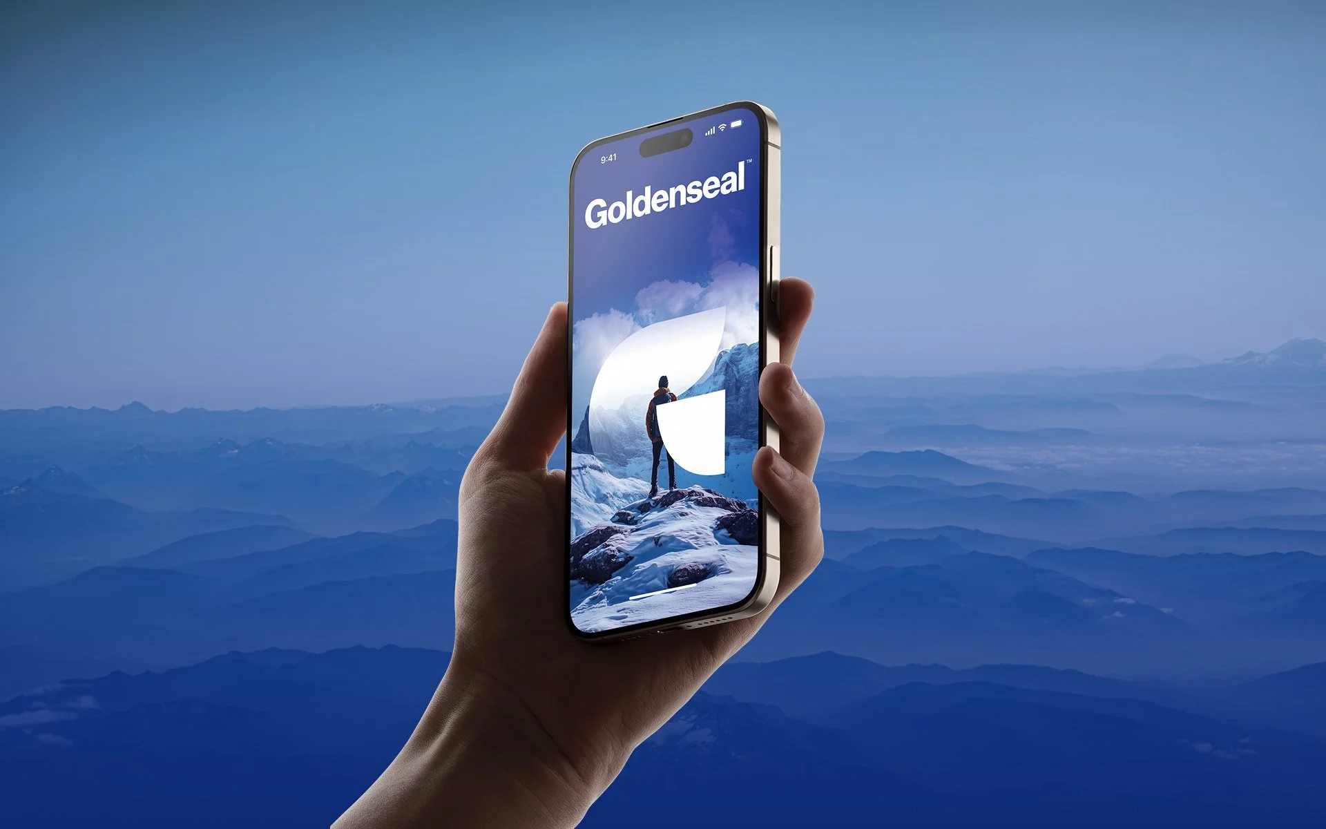 Goldenseal mobile brand application mockup displayed on a smartphone screen, showcasing Mindsy branding elements with a clean modern interface and polished presentation.