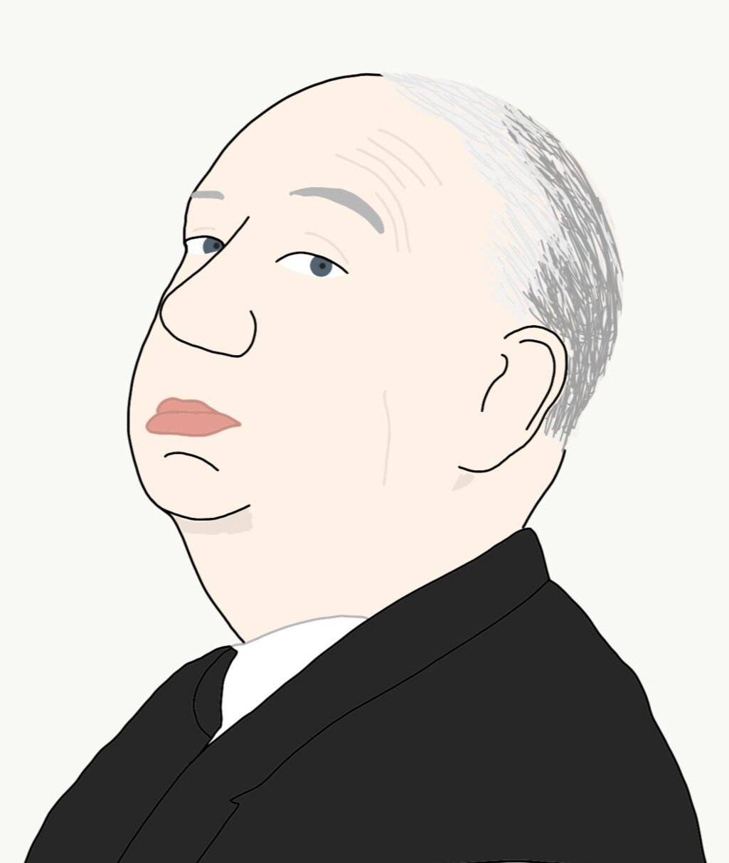 Drawing of Alfred Hitchcock