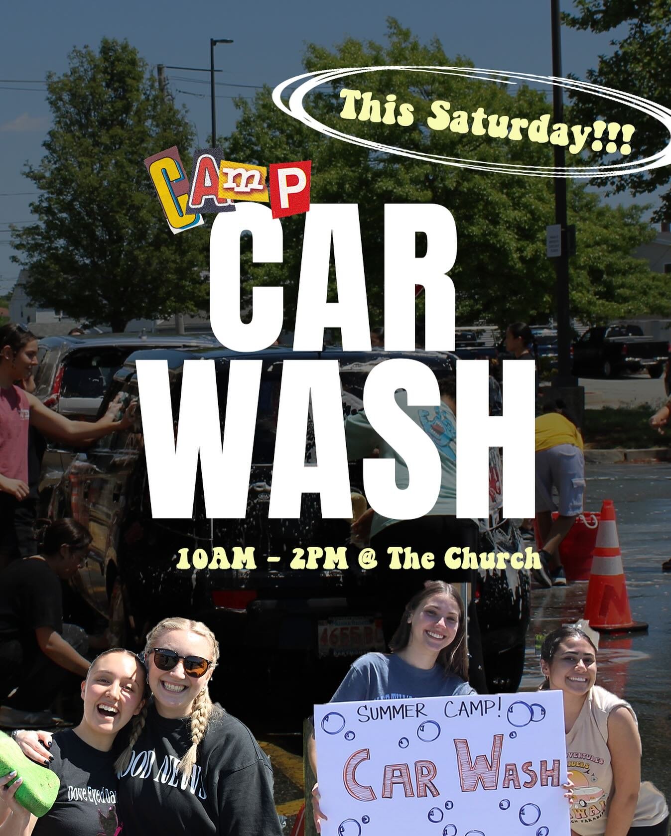 PULL UP TOMORROW @ THE CHURCH &amp; GET YOUR CAR WASHED! 🚗🧼🫧

Come support us as we raise money to send students to camp this year 🏕️