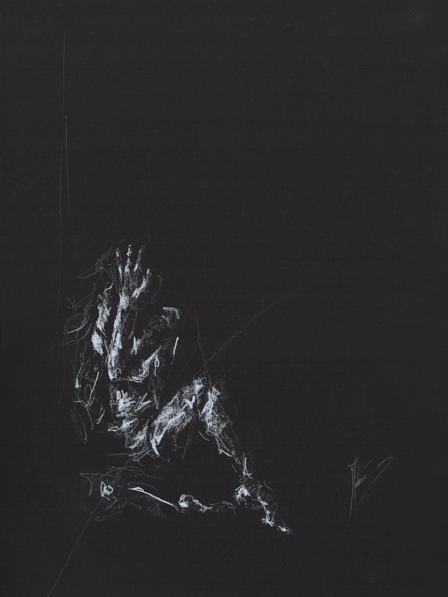 Untitled drawing on black paper I
