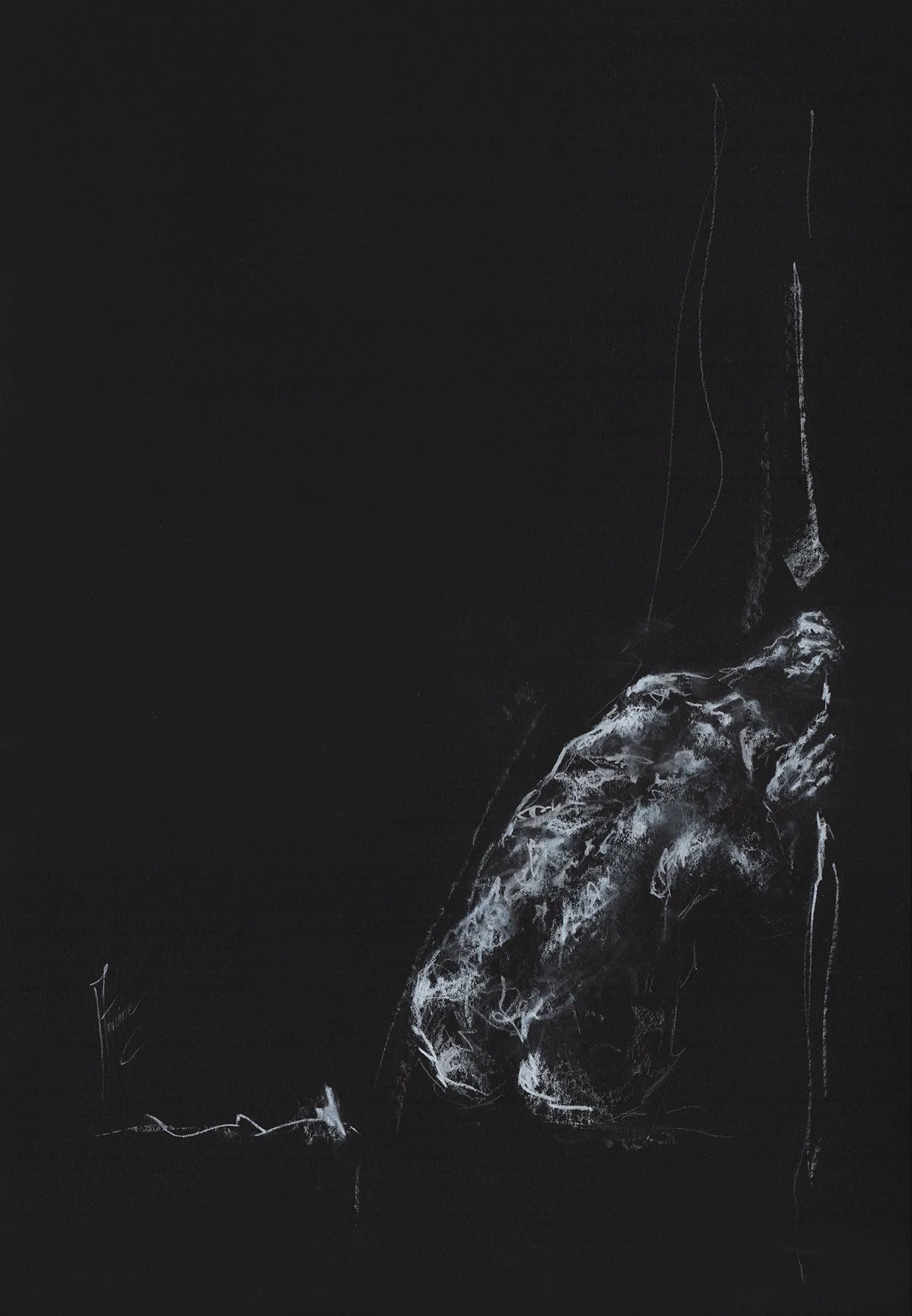 Untitled drawing on black paper III