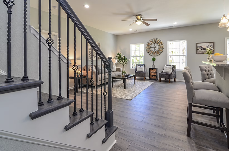 View from front door and looking at living space