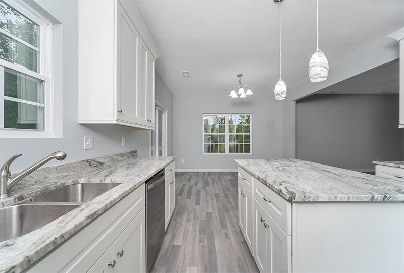 Kitchen view looking in dining space