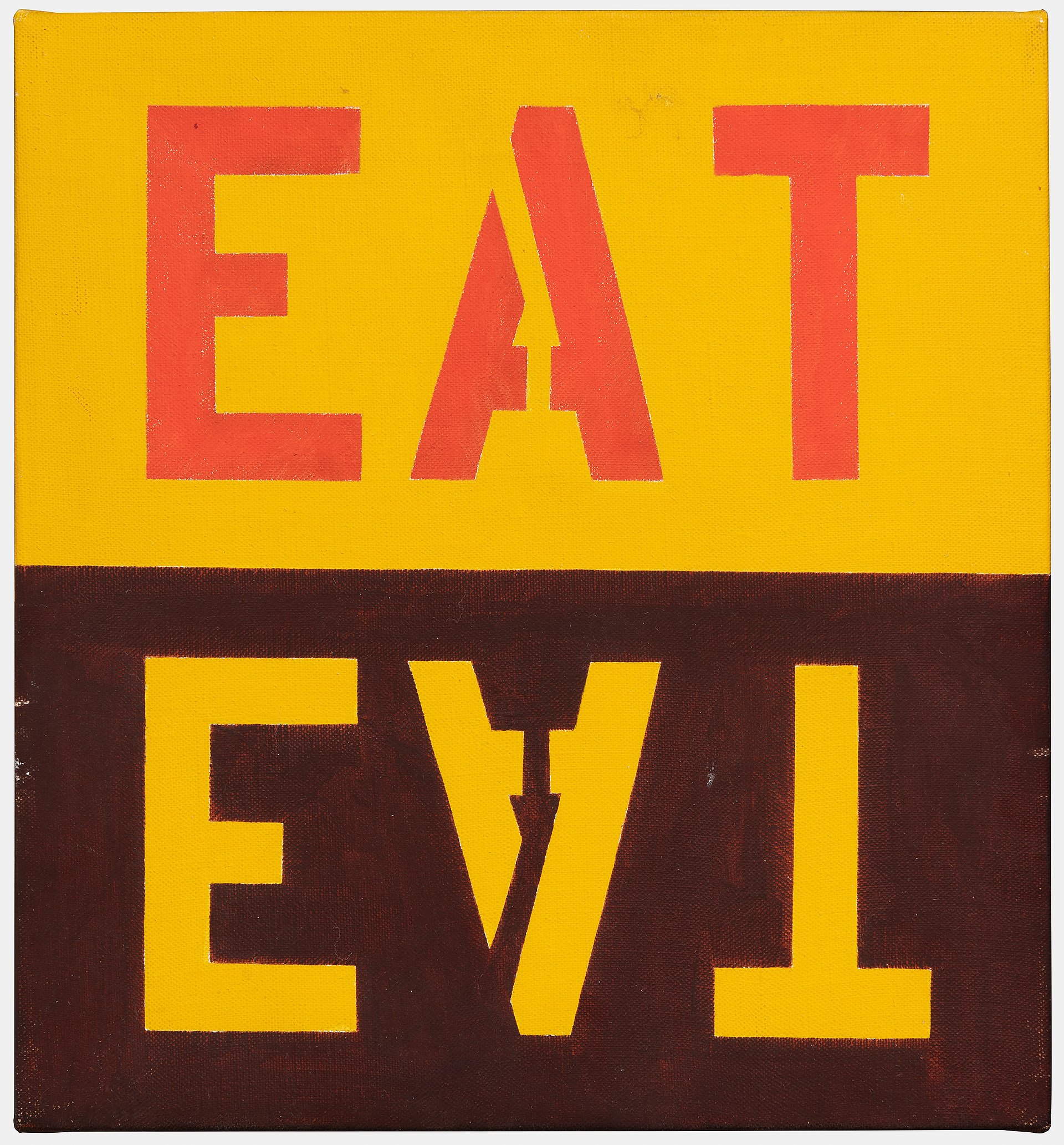 Robert Indiana, Mirrored, Eat , 1962, oil on canvas
