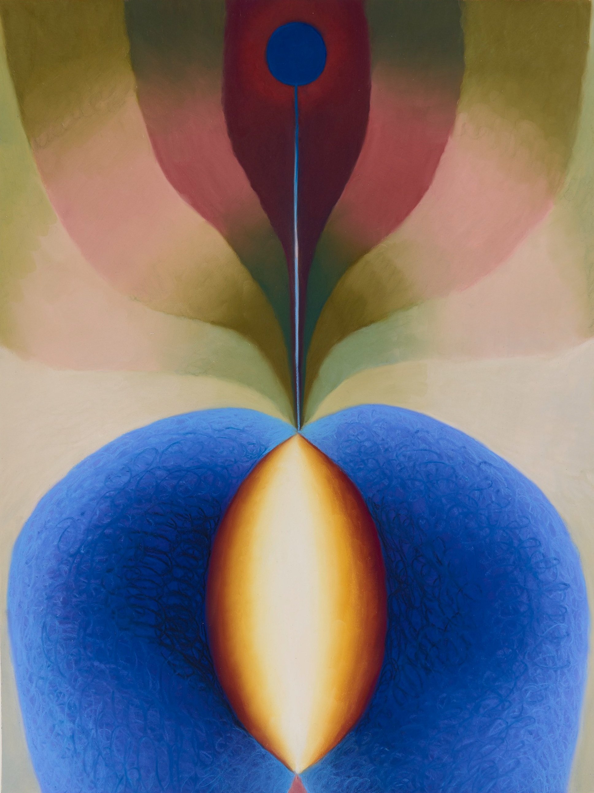 Loie Hollowell, Pink Rainbow over Blue Mounds, 2023, pastel on paper, 26 x 20 inches