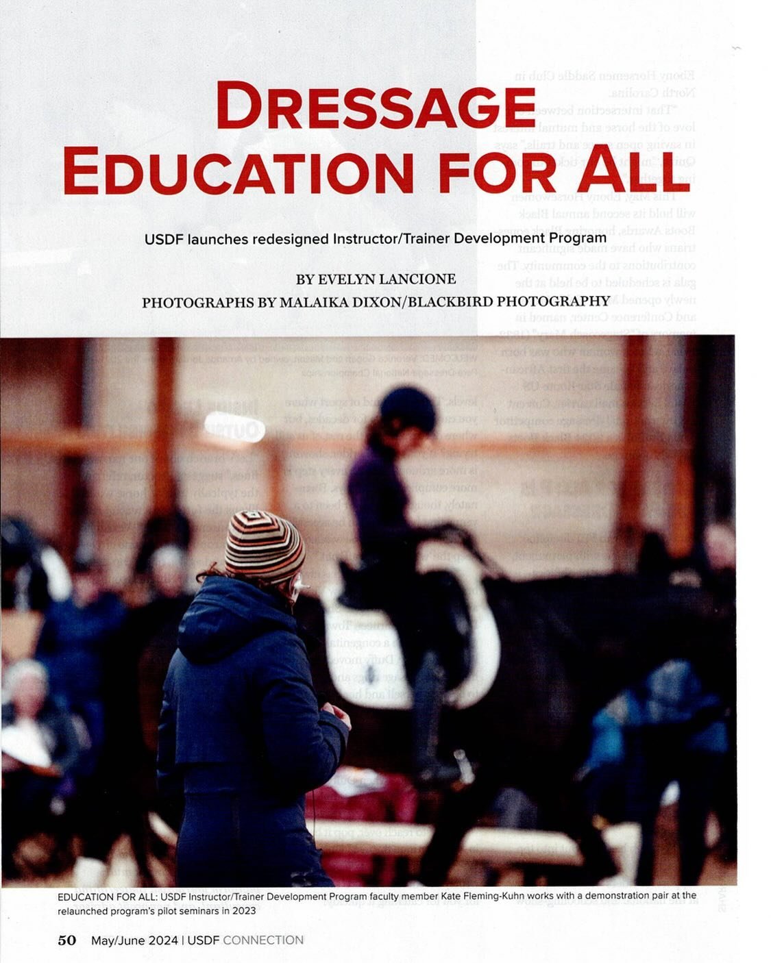 Pretty cool to have UT dressage make the @usdfofficial Connection Magazine! It was great hosting the inaugural event, as USDF re-envisions the Instructor/Trainer program. Bonus we got to learn from top USDF Instructor Faculty members Sarah Geikie &am