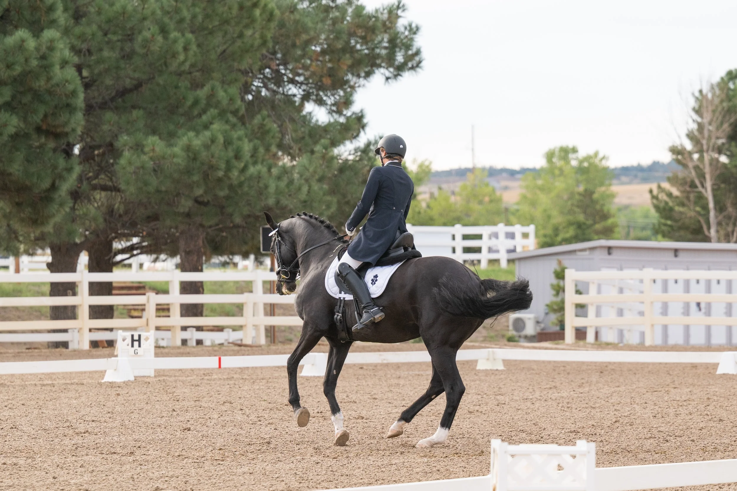 KWPN mare Emeres & Assistant Trainer Elise on their way to winning the Prix St Georges national class