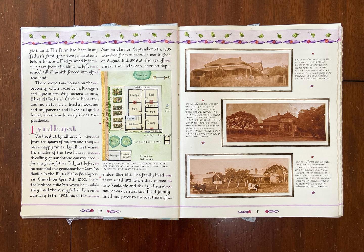 Writing and illustrating my mother&rsquo;s life story in one of my handmade journals.  This is a couple of pages from the early part of the story.  It&rsquo;s a rather large project I&rsquo;ve been working on for a while now, interspersed with all th