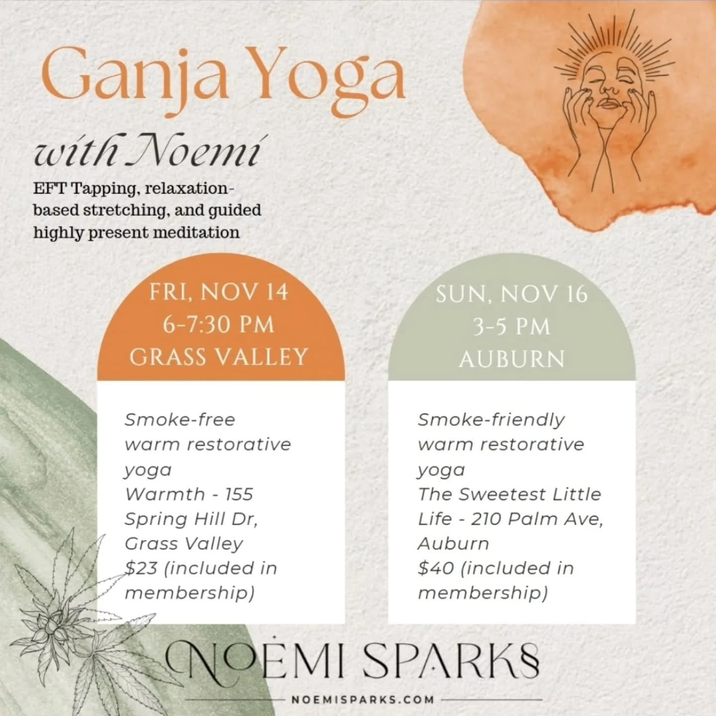 Sharing my two upcoming Ga nja Yoga experiences...

Friday is my weekly class at @warmthstudios. This is a smoke-free session where I share low-dose edibles and 2 high quality vaporizers by @purist.extracts. You're welcome to bring your own to use an