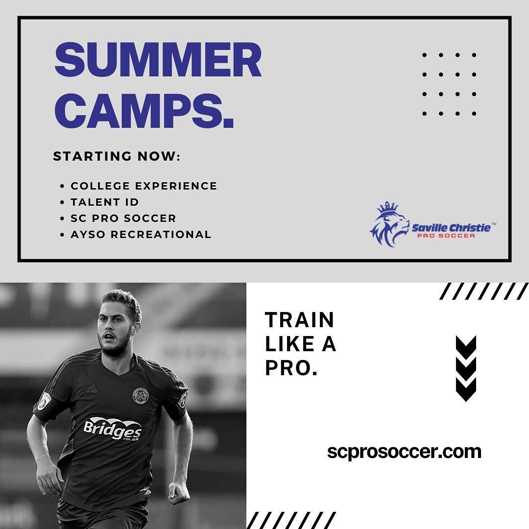 Want to work on your tan and stay game day ready this summer? Well you&rsquo;re just in luck!😎☀️⚽️

🦁Come out and train with SC Pro Soccer! We are hosting an amazing lineup of camps all summer long! 

✨There is something for all levels to take YOU 