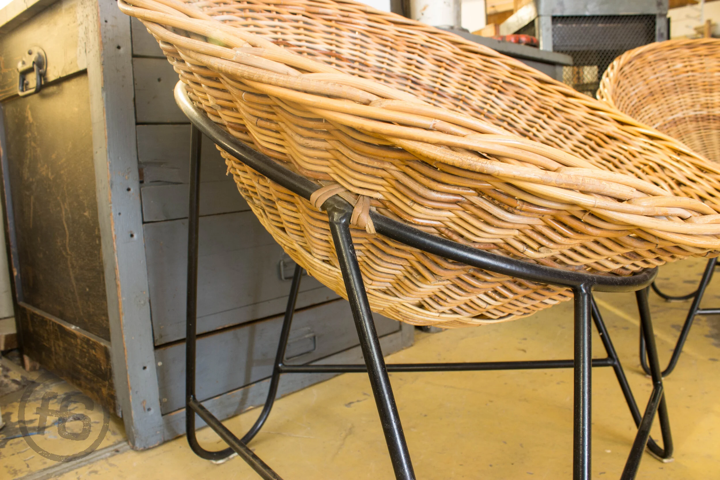 60s Korbsessel Rattan Korb Vintage papadam