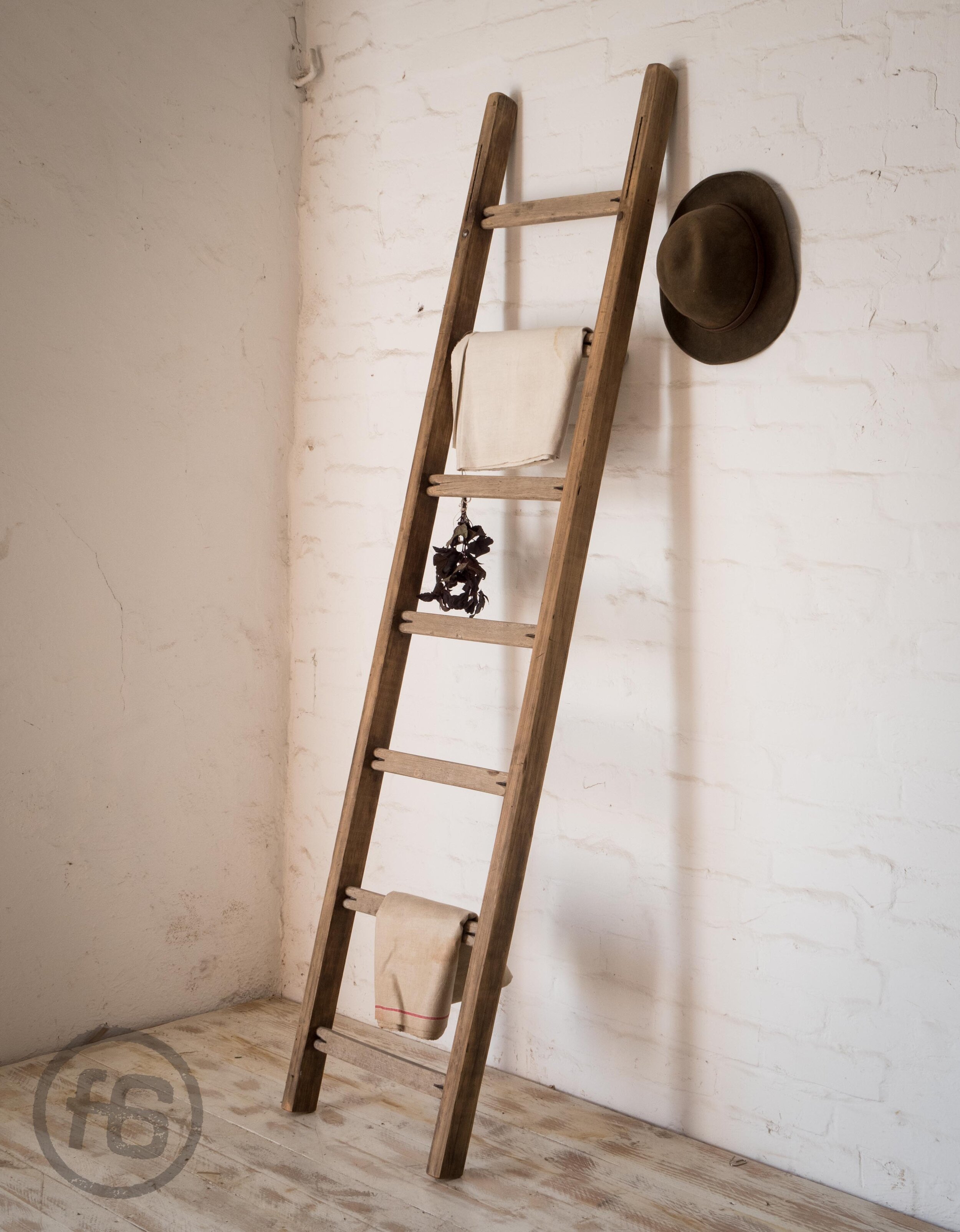 Vintage Holzleiter Handtuchhalter 