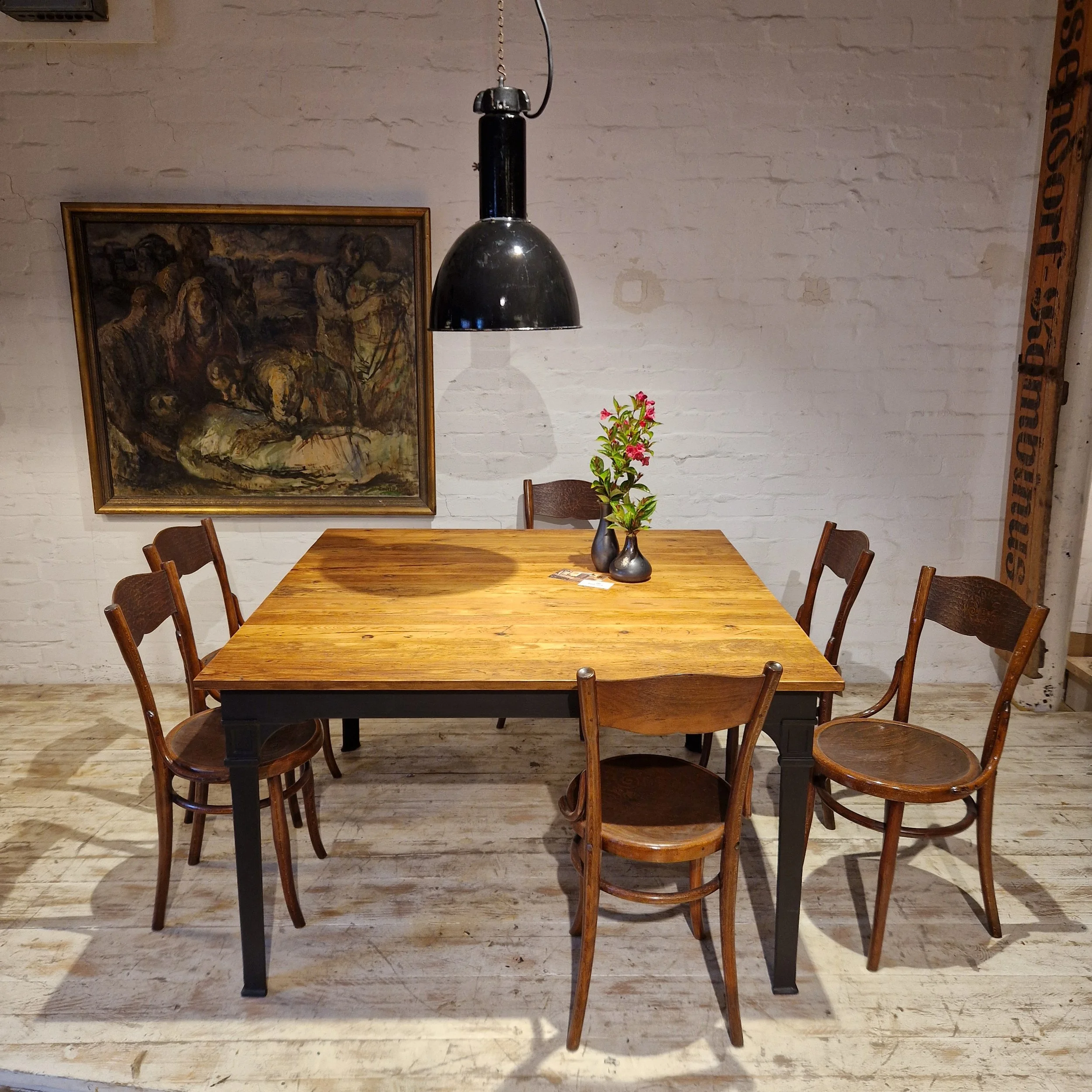 Tisch tafel gesindetisch werkbank esstisch schreibtisch unikat vintage industrialtable industriestil Gusseisen antik Antiquitäten Konferenztisch bank sitzbank