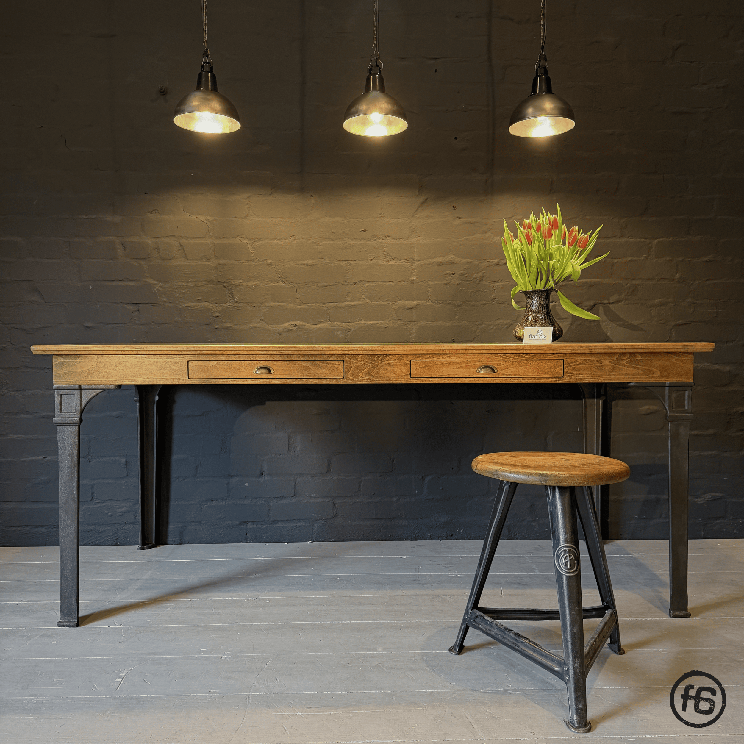 Telegrafen-Tisch Linoleum, Buche, Grün 1.png