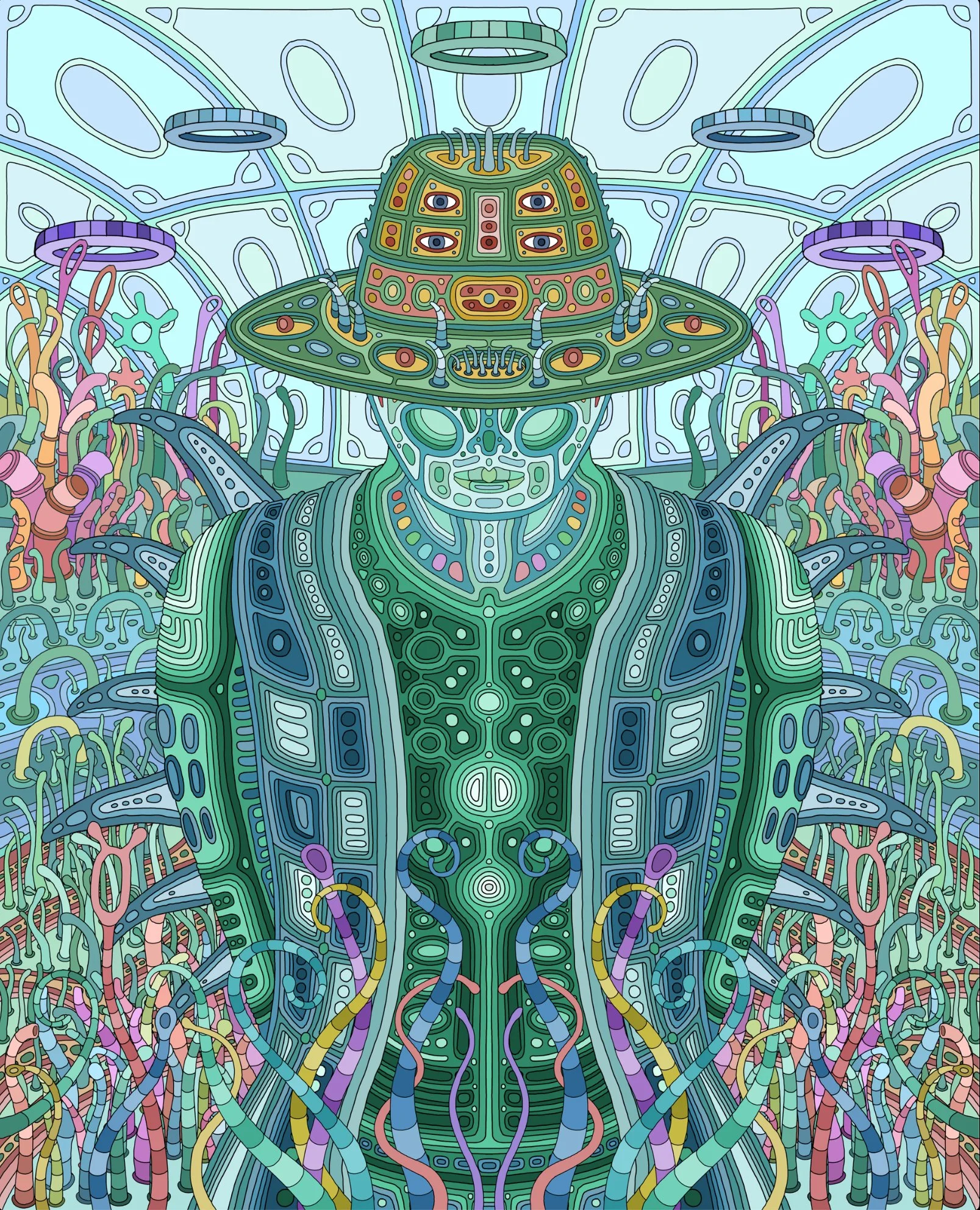 Green Priest Stretched Canvas