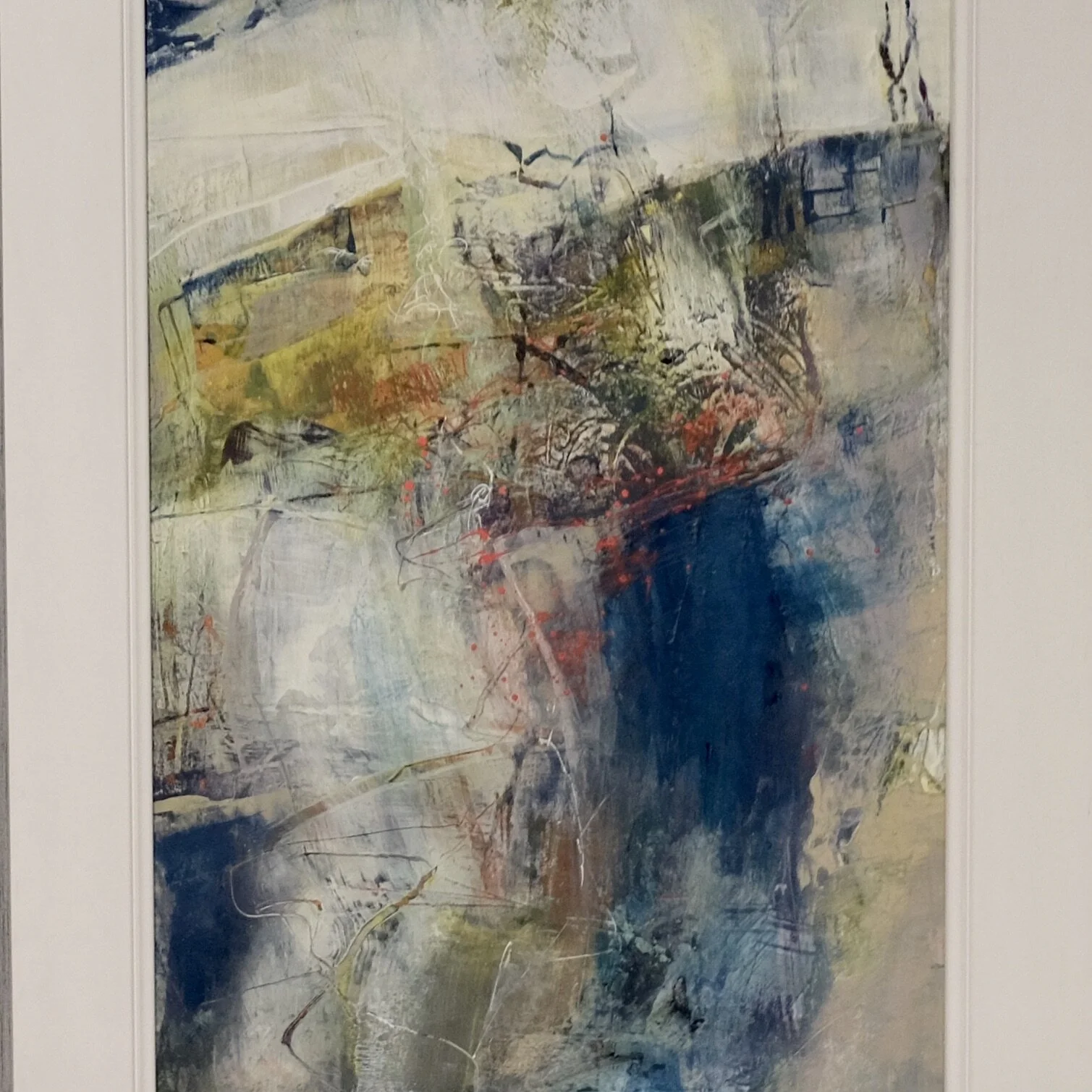 Unframed acrylic multicoloured abstract painting by Joanne Olney