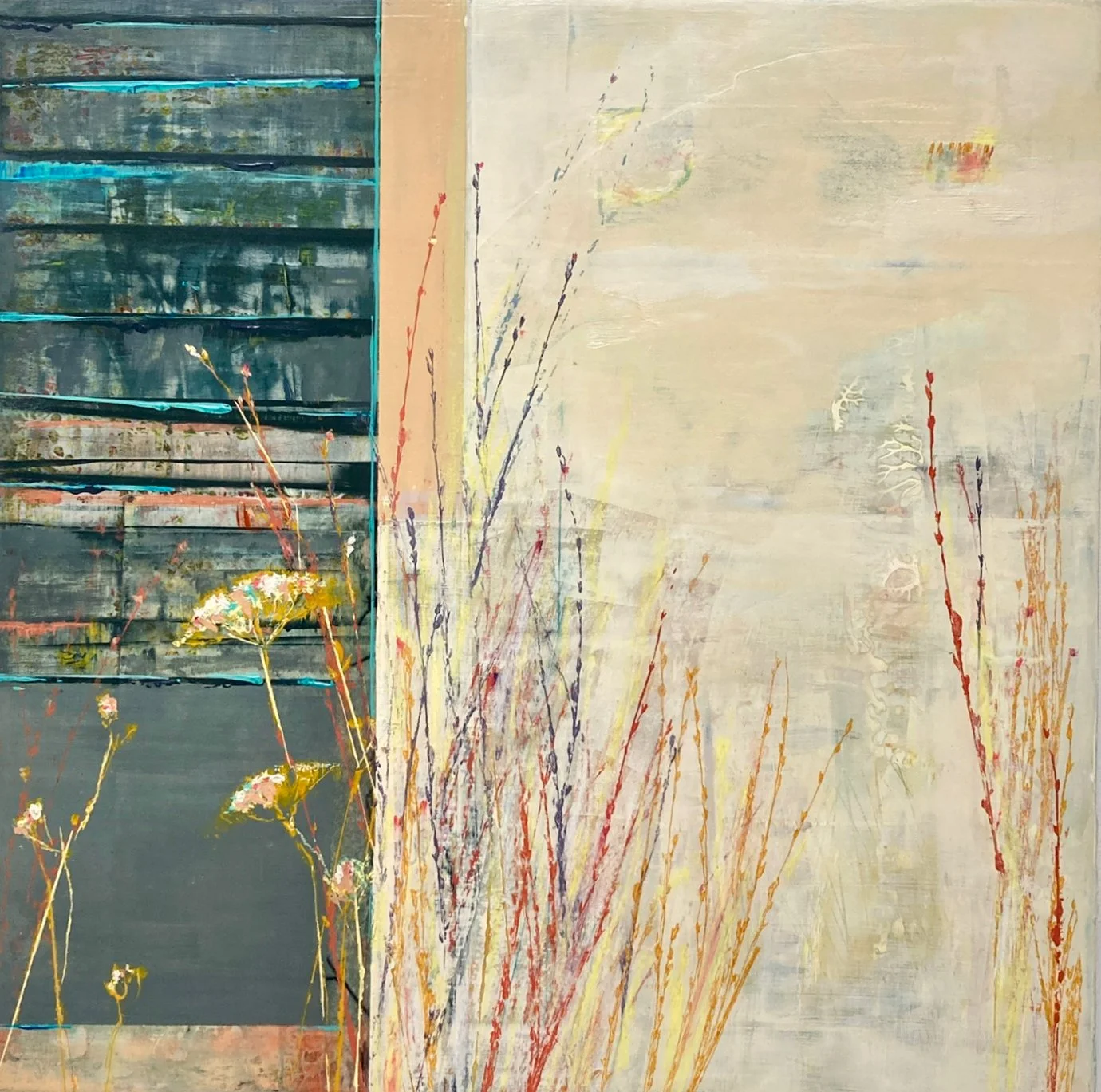 Siesta' mixed media abstract painting by artist Joanne Olney