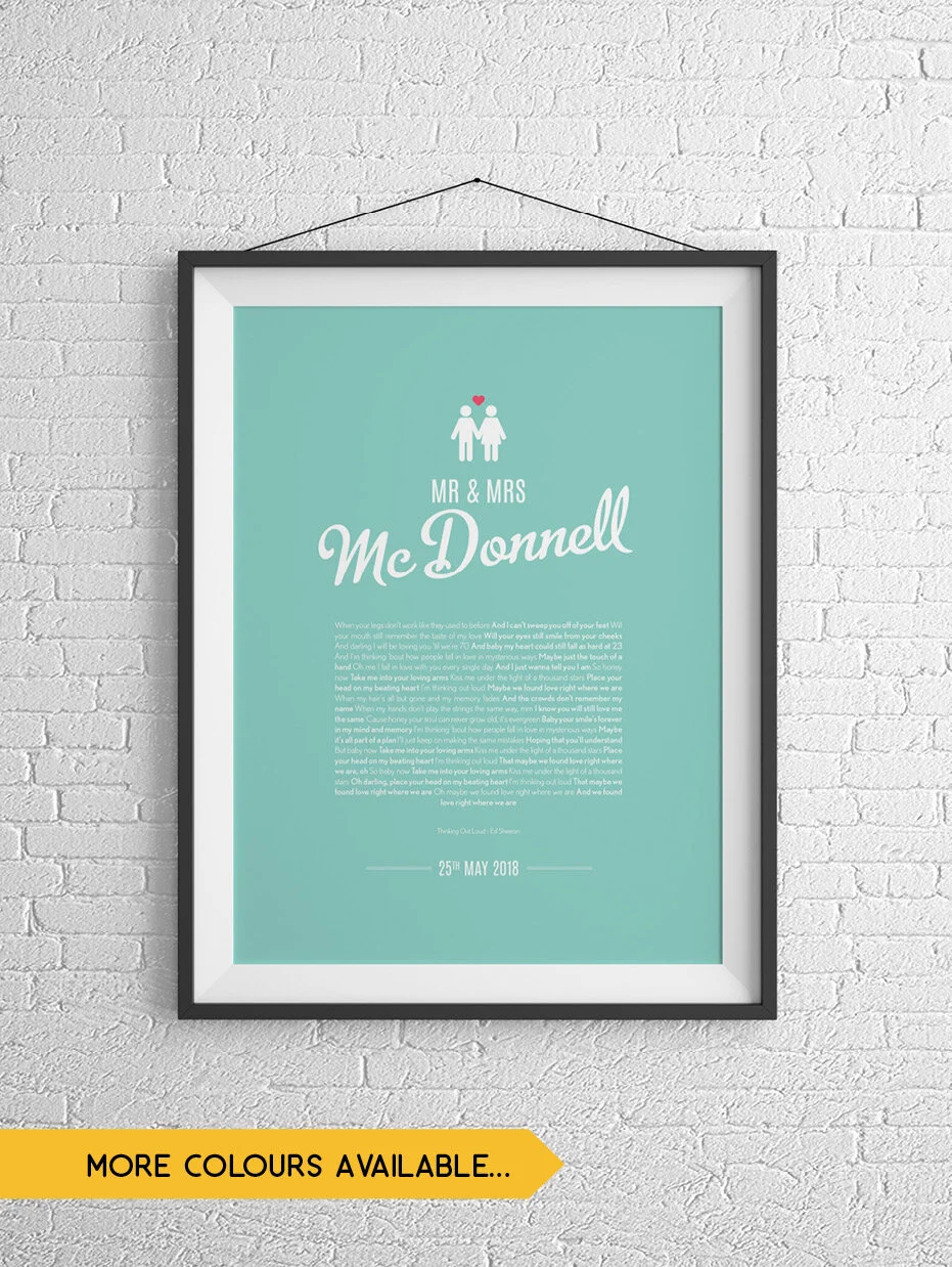 Customisable Wedding/Anniversary Gift Archival Print/Framed