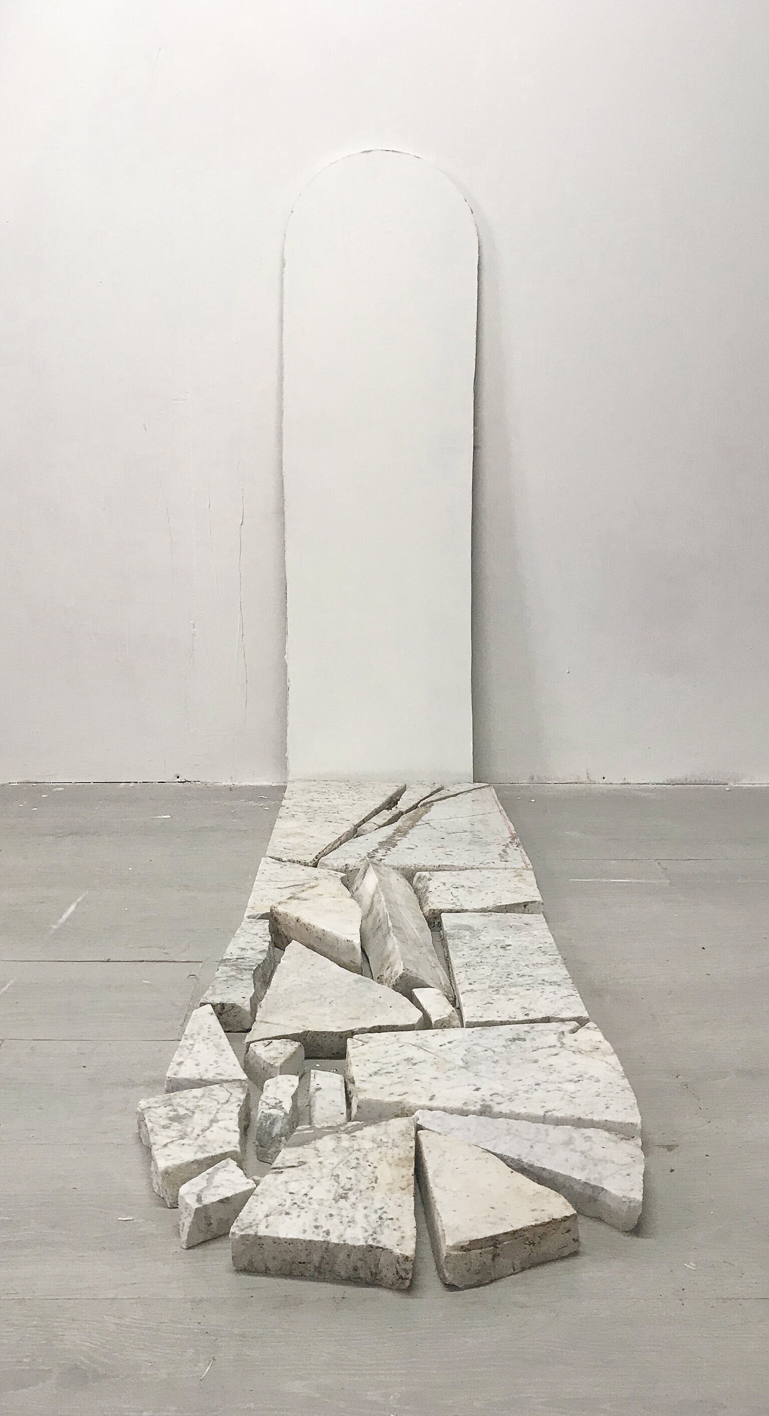 Falling apart or standing still, installation - Statuario marble and drywall, 2019