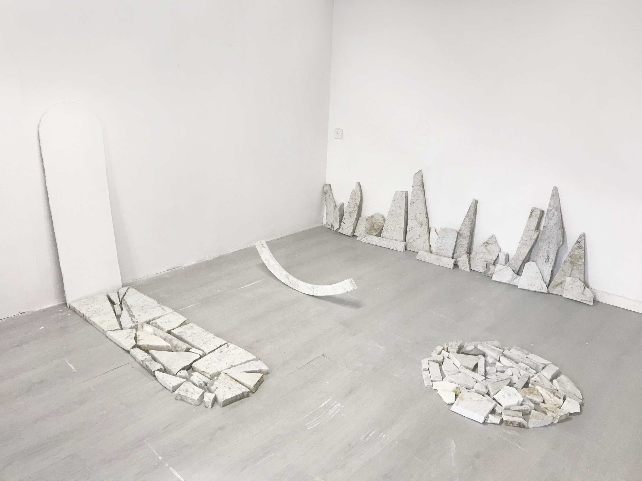Marble city, installation - Statuario marble and drywall, 2019