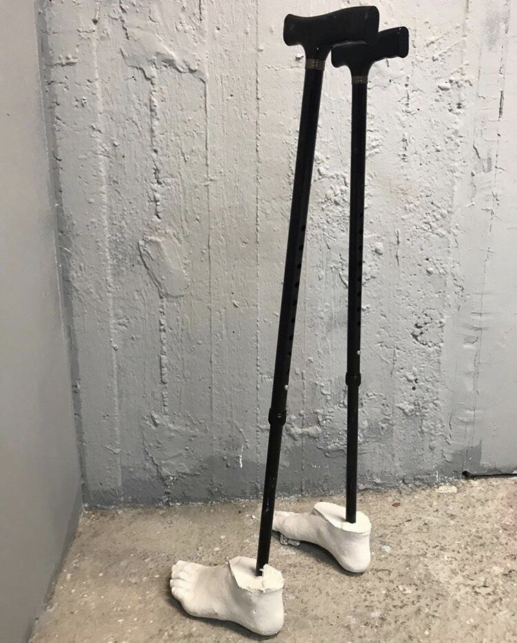 Construction for the handicap, sculpture - ready made and plaster, 100*55*20 cm, 2018