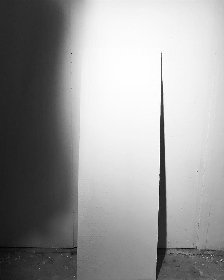 The secret of writing, sculpture - drywall and drills, 180*60 cm, 2018