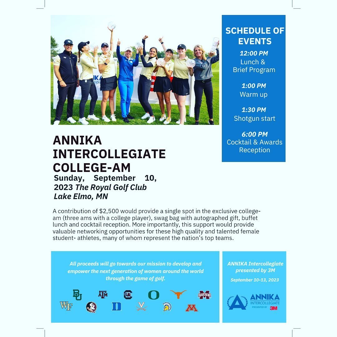 New this year for the ANNIKA Intercollegiate! The opportunity to play in the College-Am ⛳️ Team up with some of the best collegiate players in the nation in this fun format for a worthy cause. DM for more details! #annikainter #annikaintercollegiate 