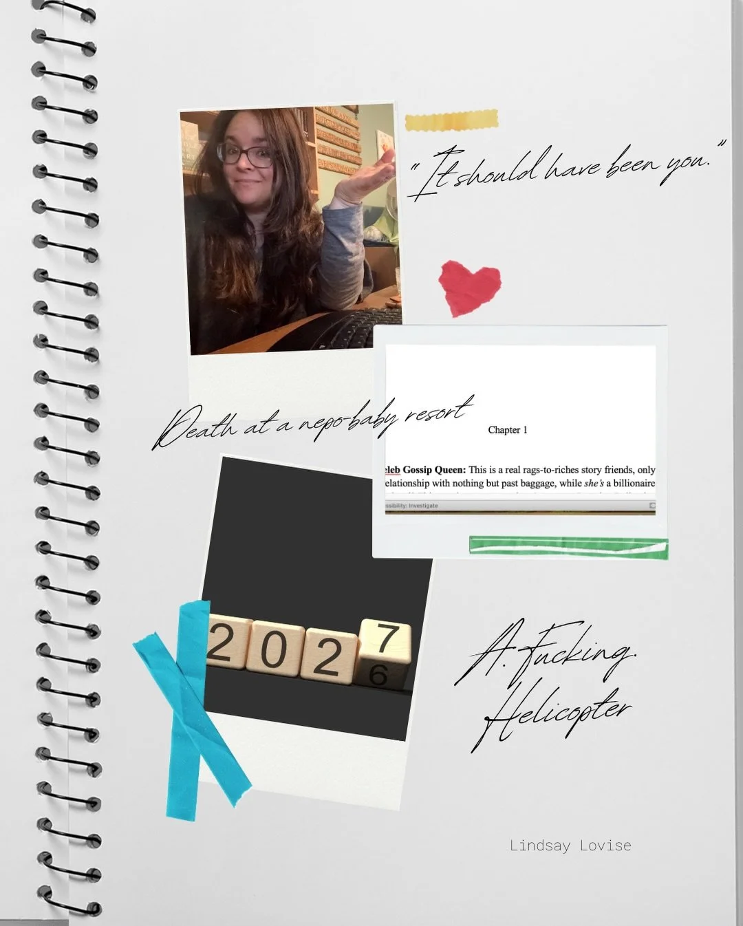 Writing today and guess what? I&rsquo;m working on something newwww (coming fall of 2027??) I probably won&rsquo;t be able to talk about it for a while, but here are a few tiny hints! Also, look at those posters of my books in my little office corner